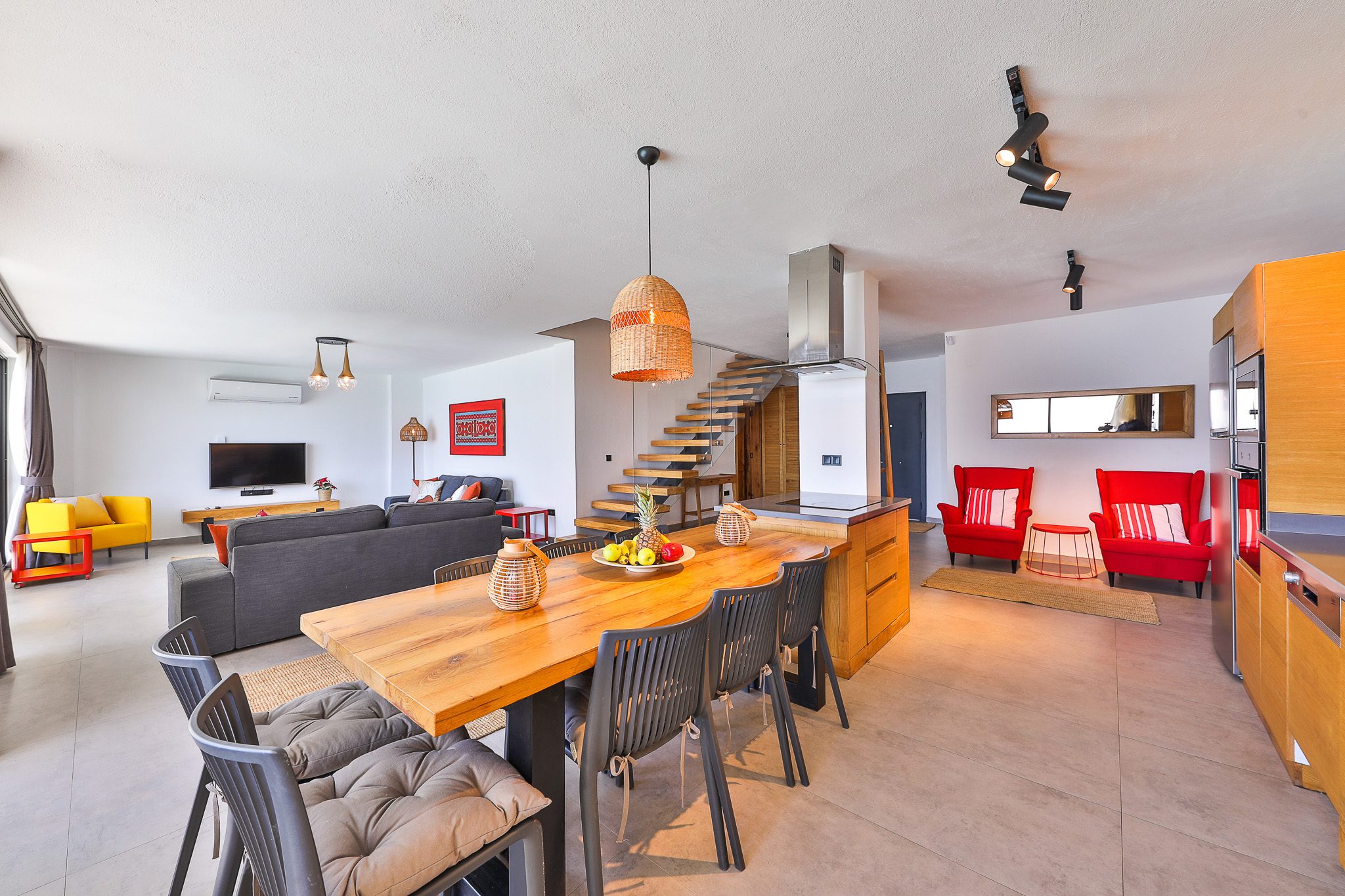 Dining area and kitchen in Villa Rosso, villa holidays in Kalkan, Turkey