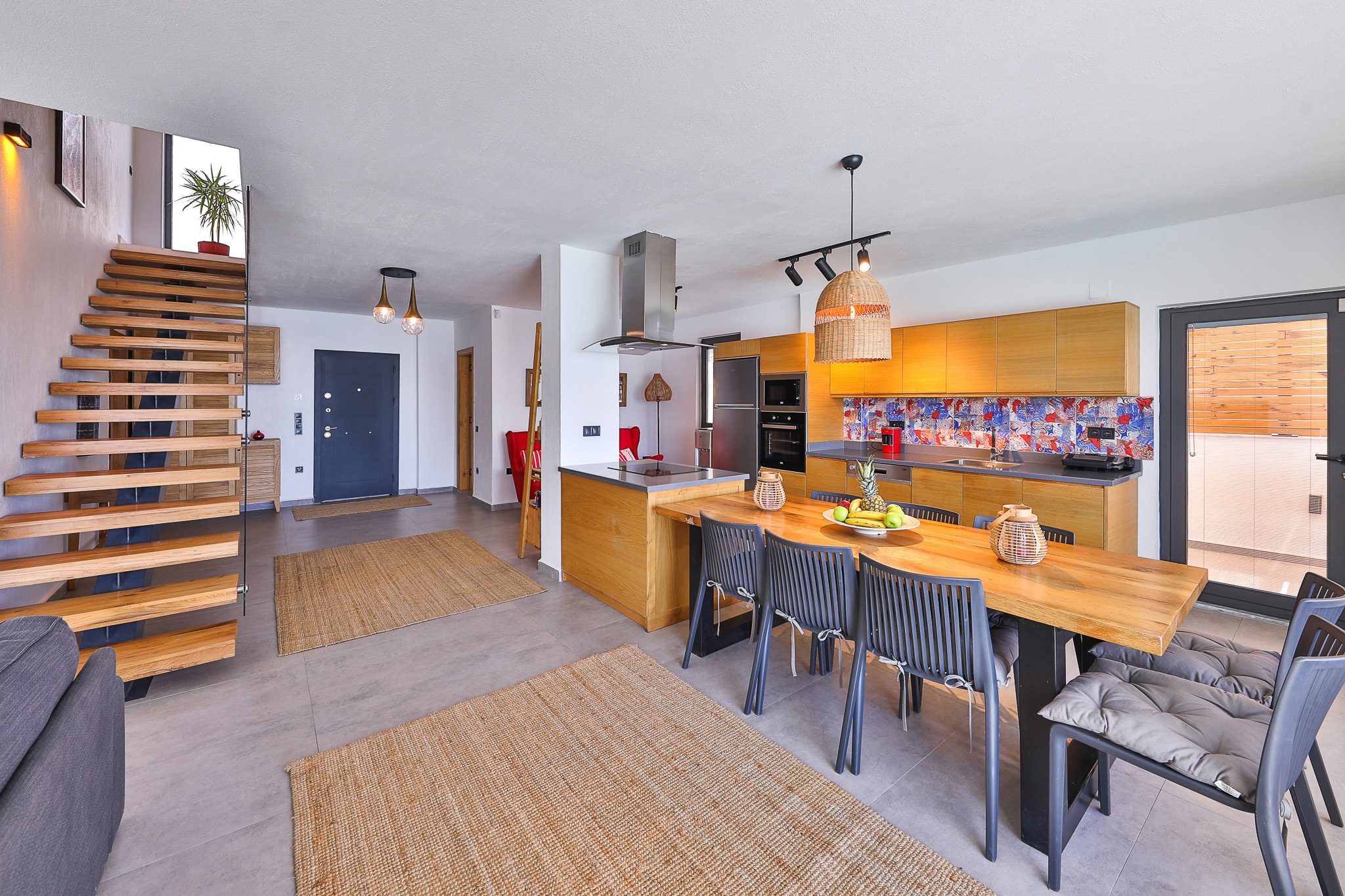 Dining area and kitchen in Villa Rosso, villa holidays in Kalkan, Turkey