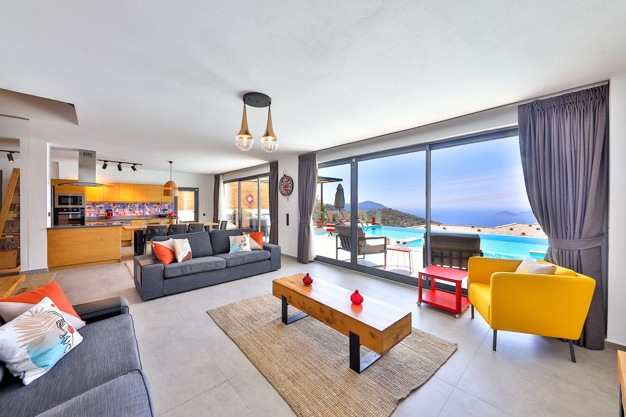 Open-planned lounge in Villa Rosso, villa holidays in Kalkan, Turkey