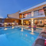 Outdoor pool and sun loungers in Villa Rosso, villa holidays in Kalkan, Turkey