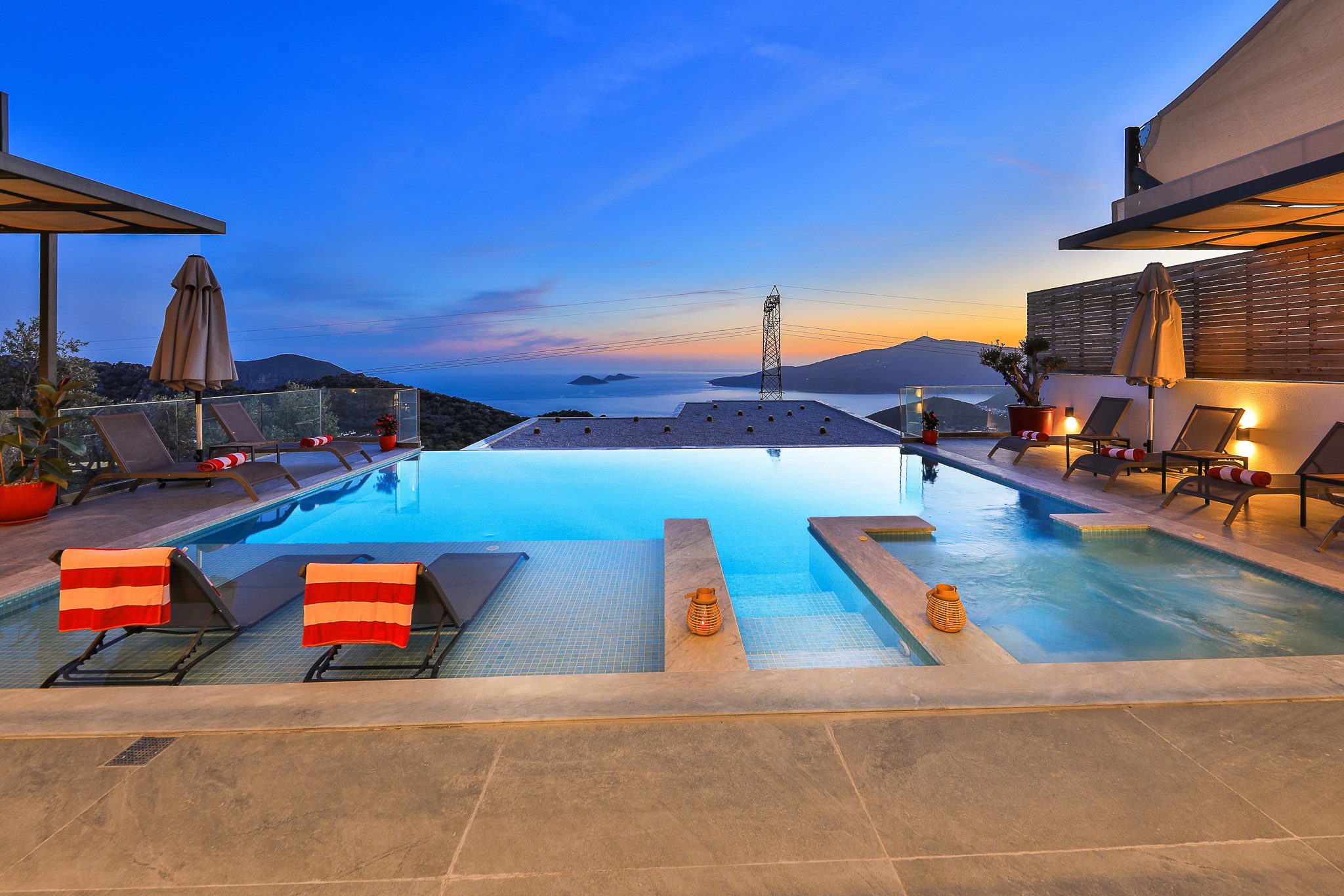 Outdoor pool in Villa Rosso, villa holidays in Kalkan, Turkey