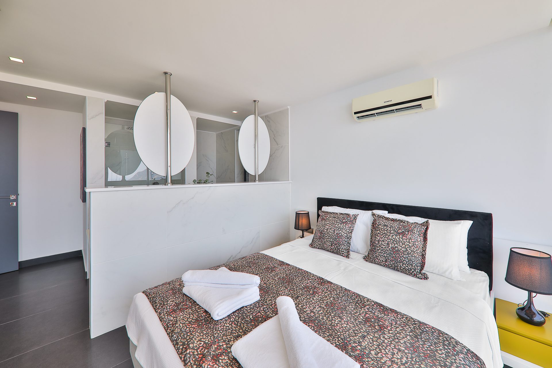 Double bedroom and bathroom of Villa Manila, luxury villa holiday in Kalkan, Turkey
