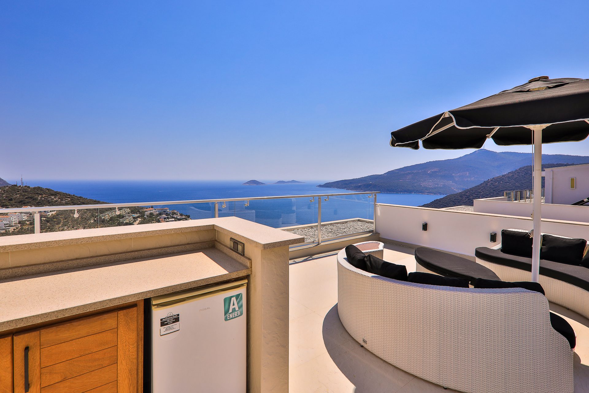 Balcony area of Villa Manila, luxury villa holiday in Kalkan, Turkey