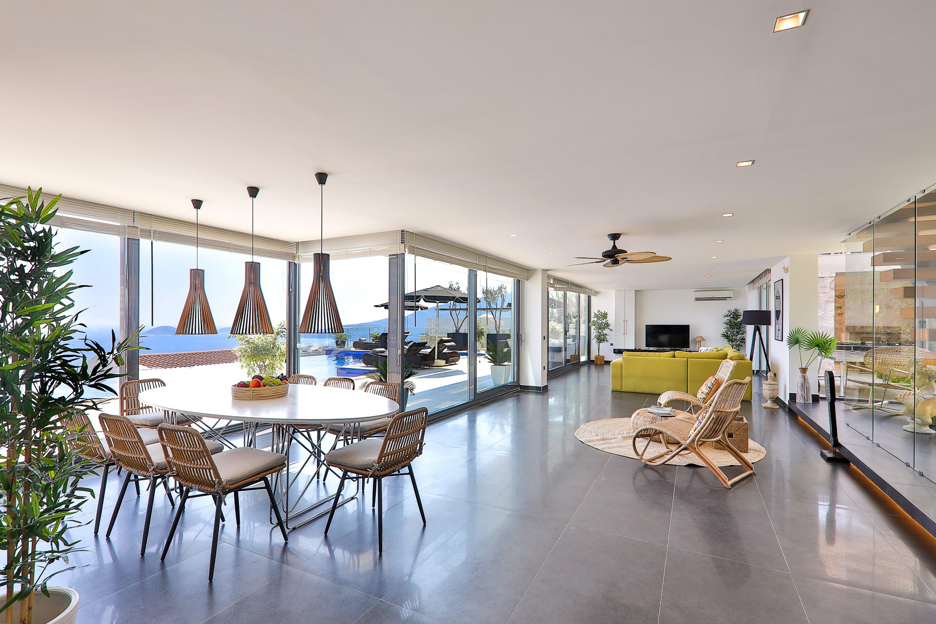 Lounge and dining area of Villa Manila, luxury villa holiday in Kalkan, Turkey