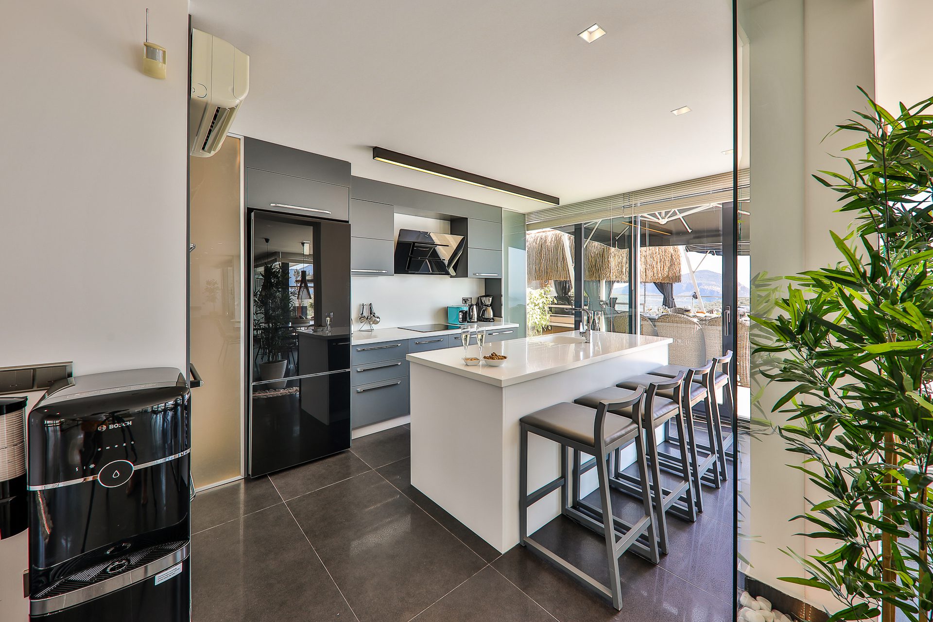 Kitchen and breakfast bar of Villa Manila, luxury villa holiday in Kalkan, Turkey