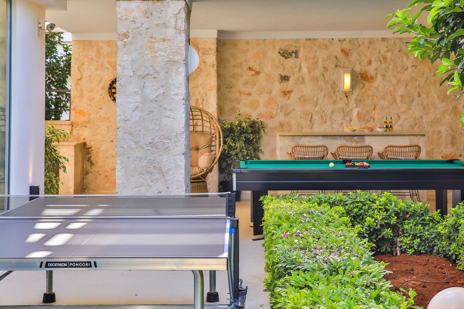 Outdoor games area of Villa Manila, luxury villa holiday in Kalkan, Turkey