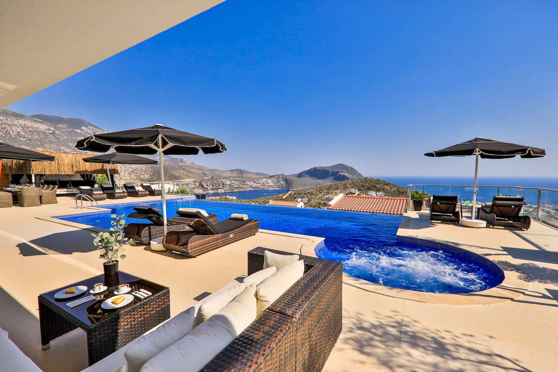 Outdoor seating area of Villa Manila, luxury villa holiday in Kalkan, Turkey