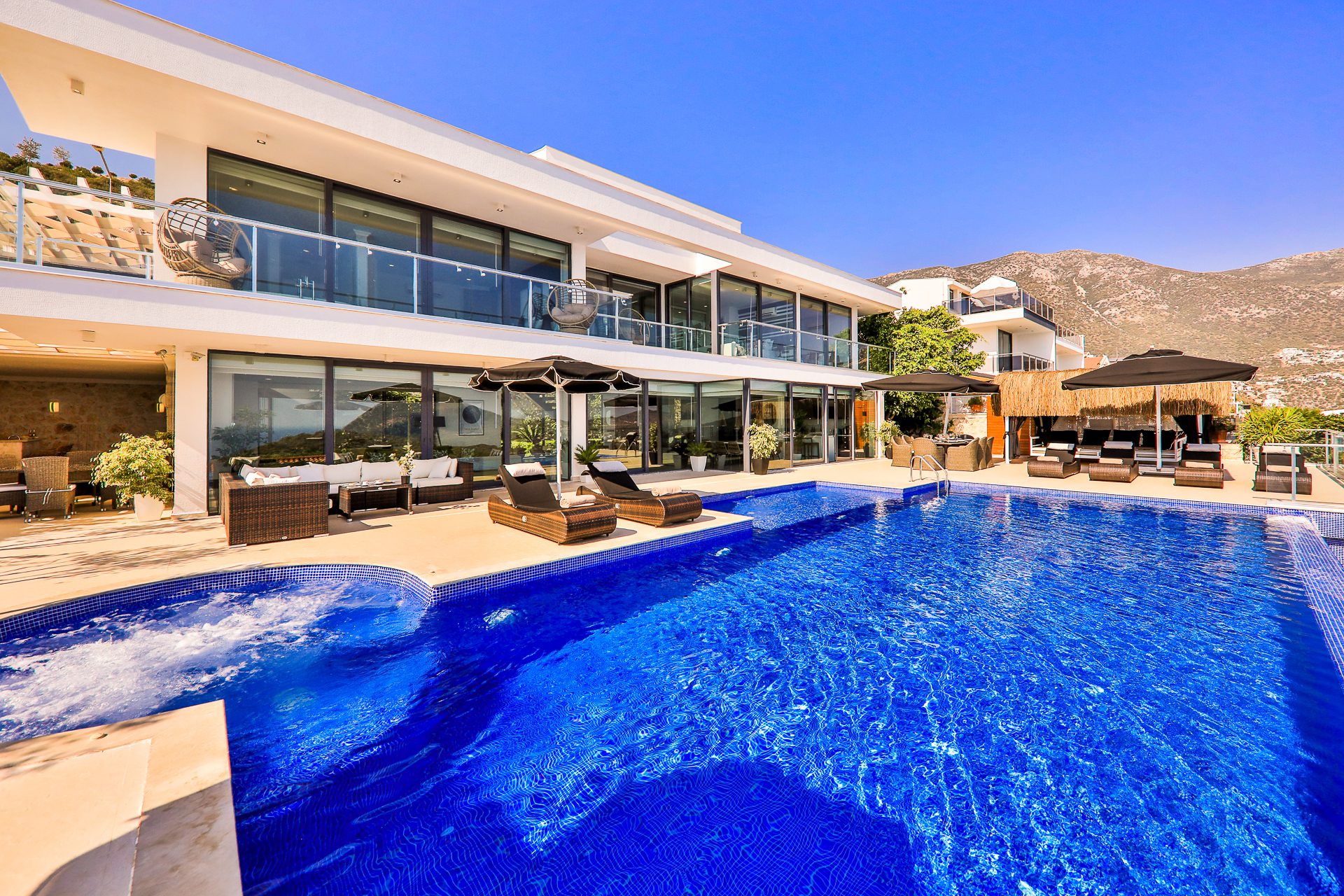 Pool area of Villa Manila, luxury villa holiday in Kalkan, Turkey