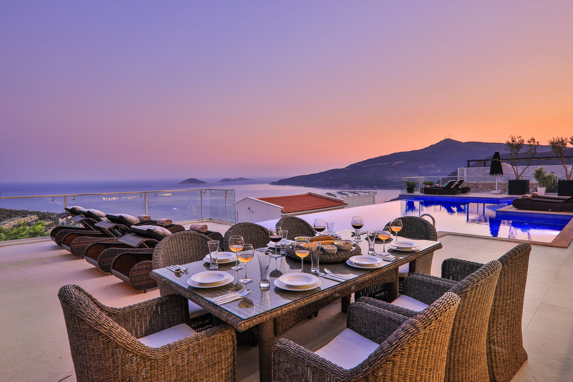 Outdoor dining area of Villa Manila, luxury villa holiday in Kalkan, Turkey