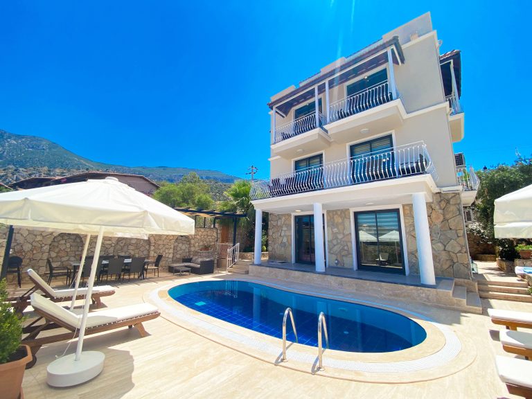 Luxury beachfront villa in Kalkan, Turkey Villa Leo outside pool area