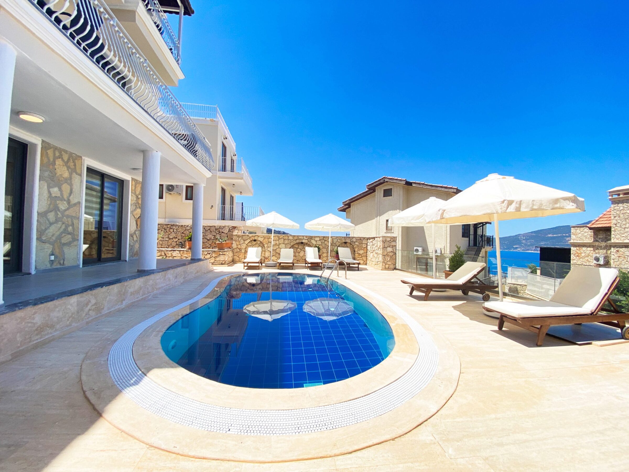 Luxury beachfront villa in Kalkan, Turkey Villa Leo pool area