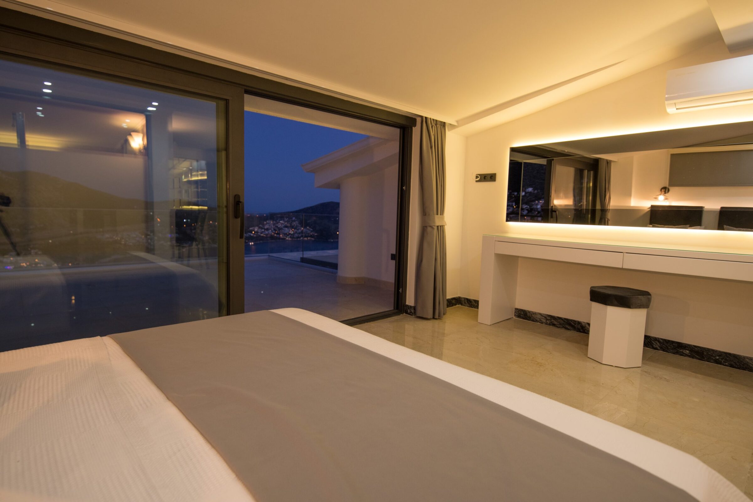 Double bedroom and balcony entrance of Villa Unlimited 2, villa holidays in Kalkan, Turkey