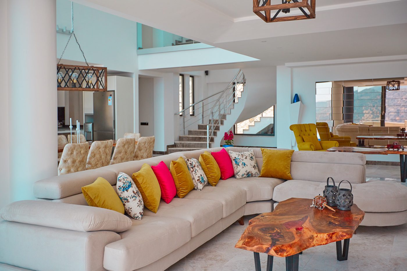 Lounge and stairway in Villa Unlimited 1, villa holidays in Kalkan, Turkey