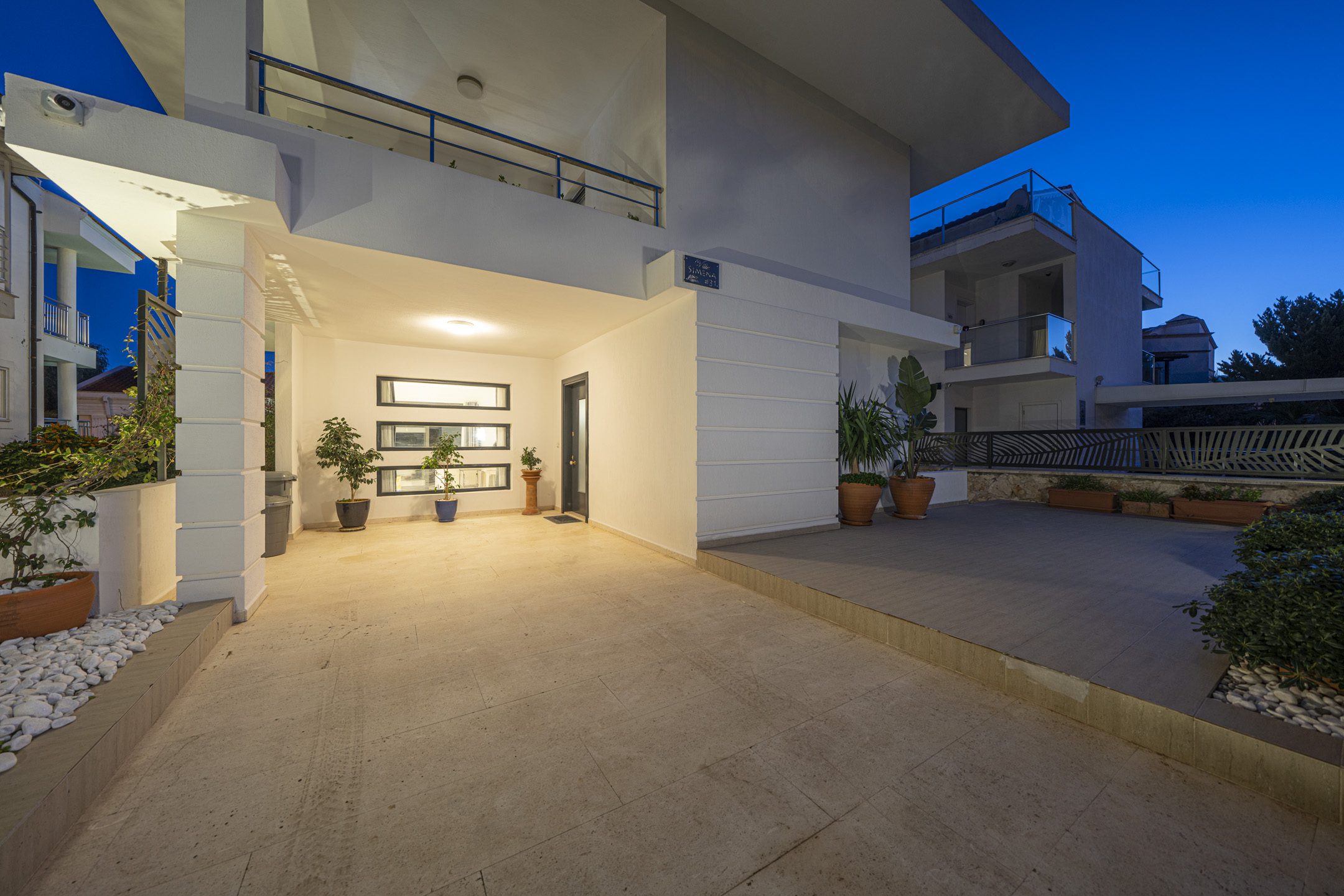 Turkey holidays at villa Simena, entrance at night