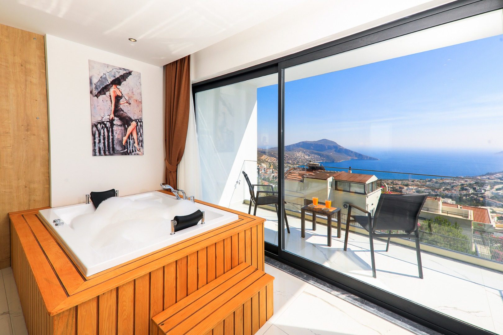 Hot tub and balcony in Villa Bliss, villa holiday in Kalkan, Turkey