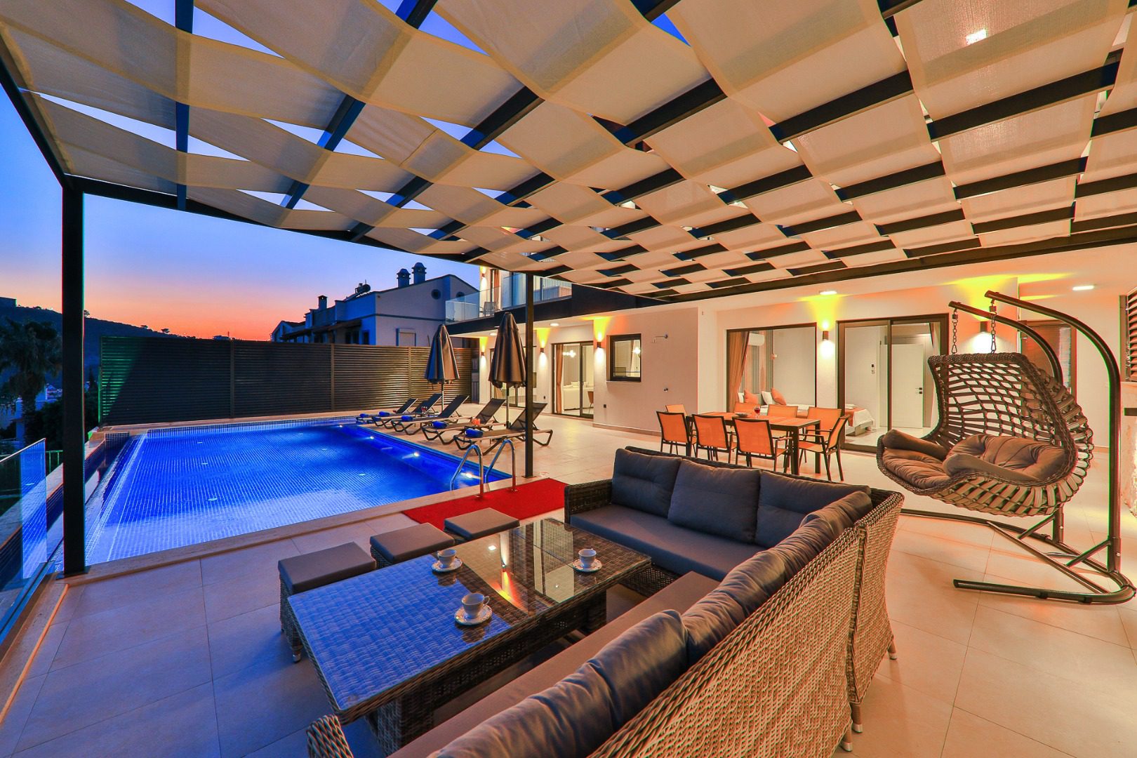 Oudoor seating area and pool in Villa Bliss, villa holiday in Kalkan, Turkey