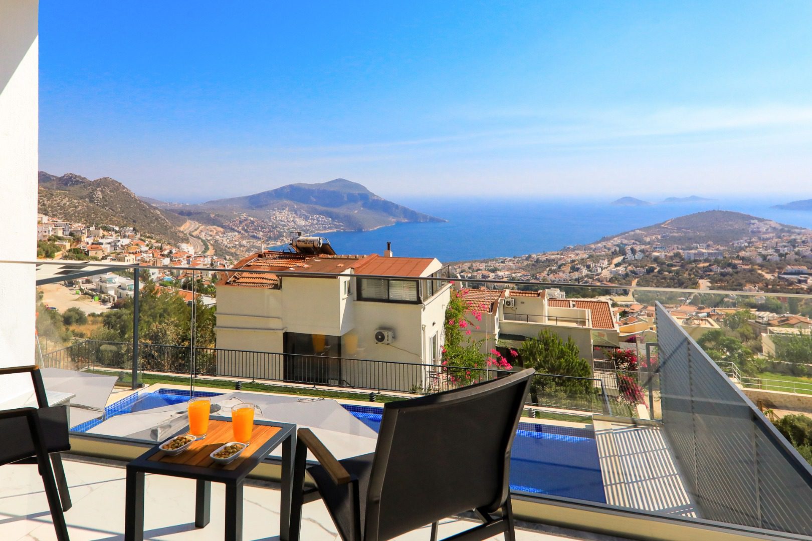 Balcony seating in Villa Bliss, villa holiday in Kalkan, Turkey
