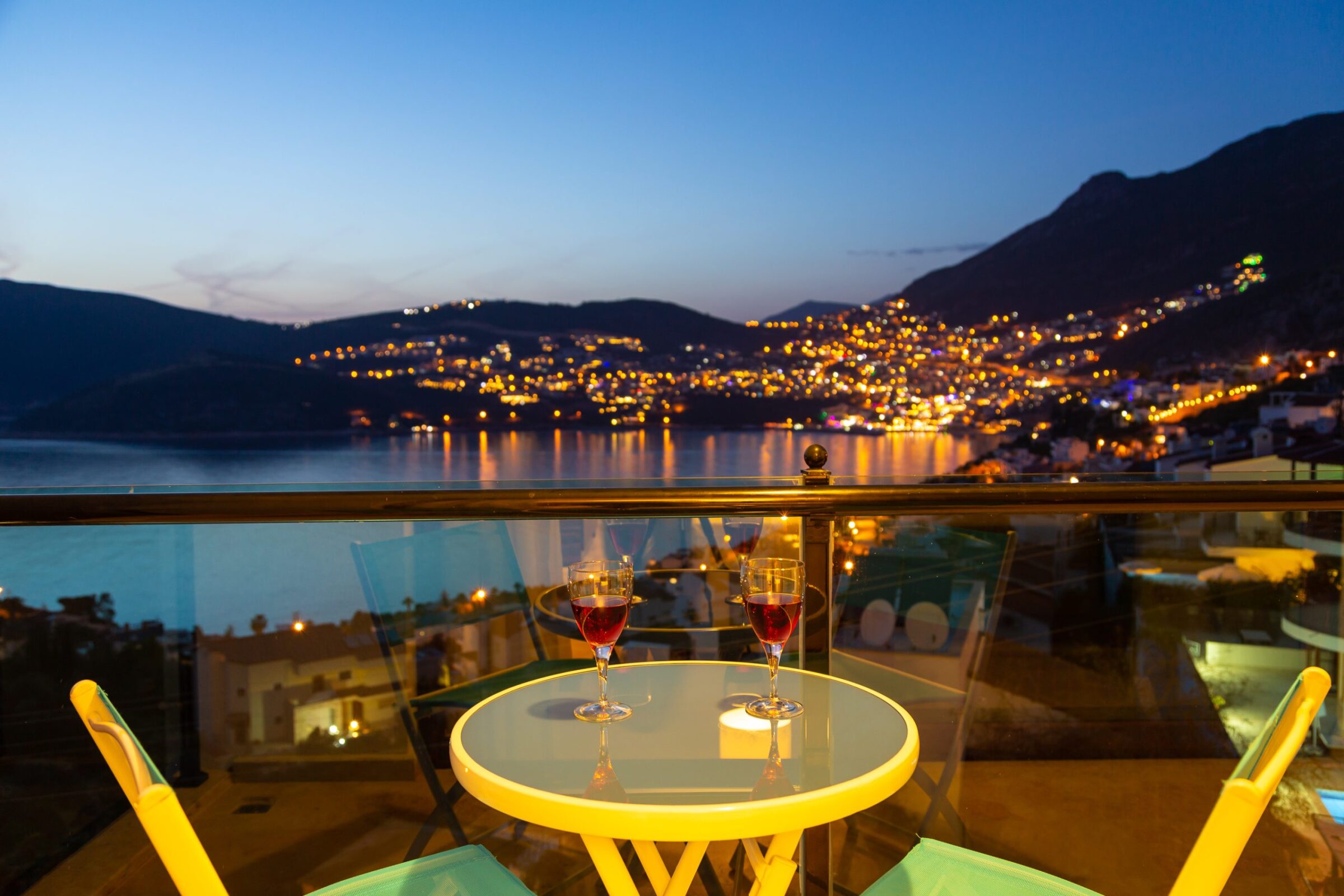 Villa holidays at villa Hera, Kalkan balcony at night