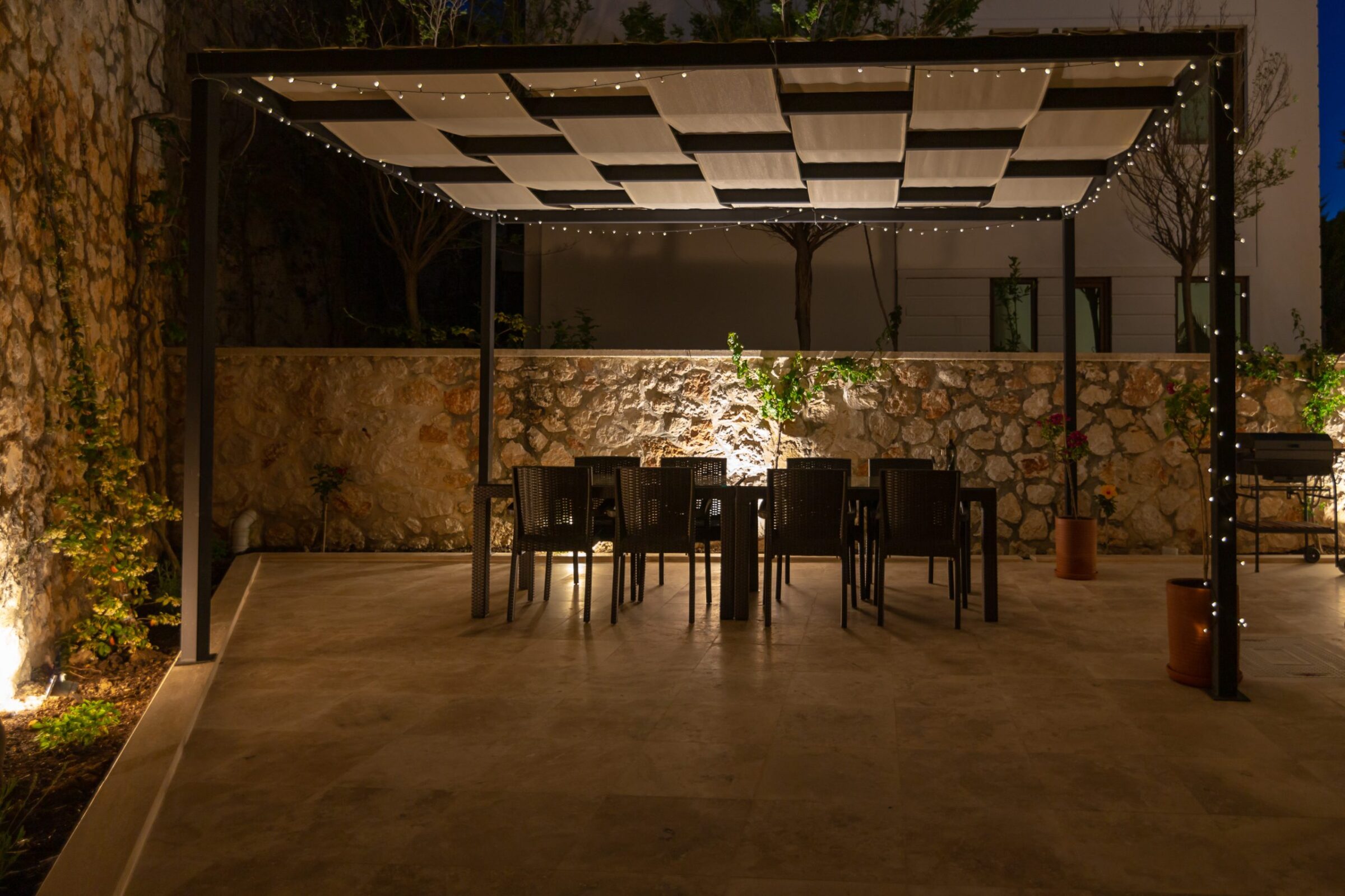 Villa holidays at villa Hera, Kalkan outdoor dining area at night