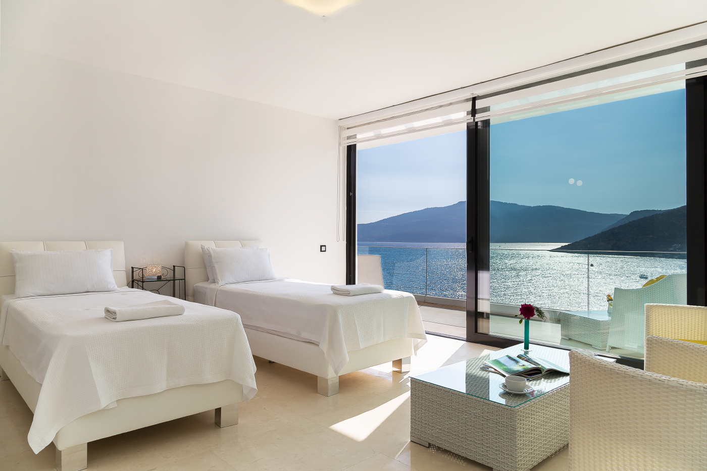 Twin room with balcony in Villa Afsana, villa holidays in Kalkan, Turkey