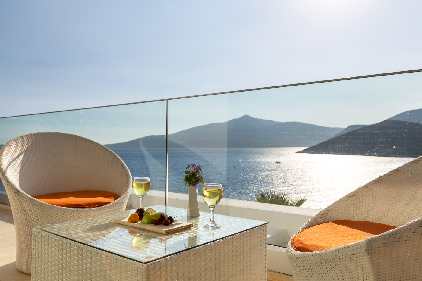 Balcony seating in Villa Afsana, villa holidays in Kalkan, Turkey