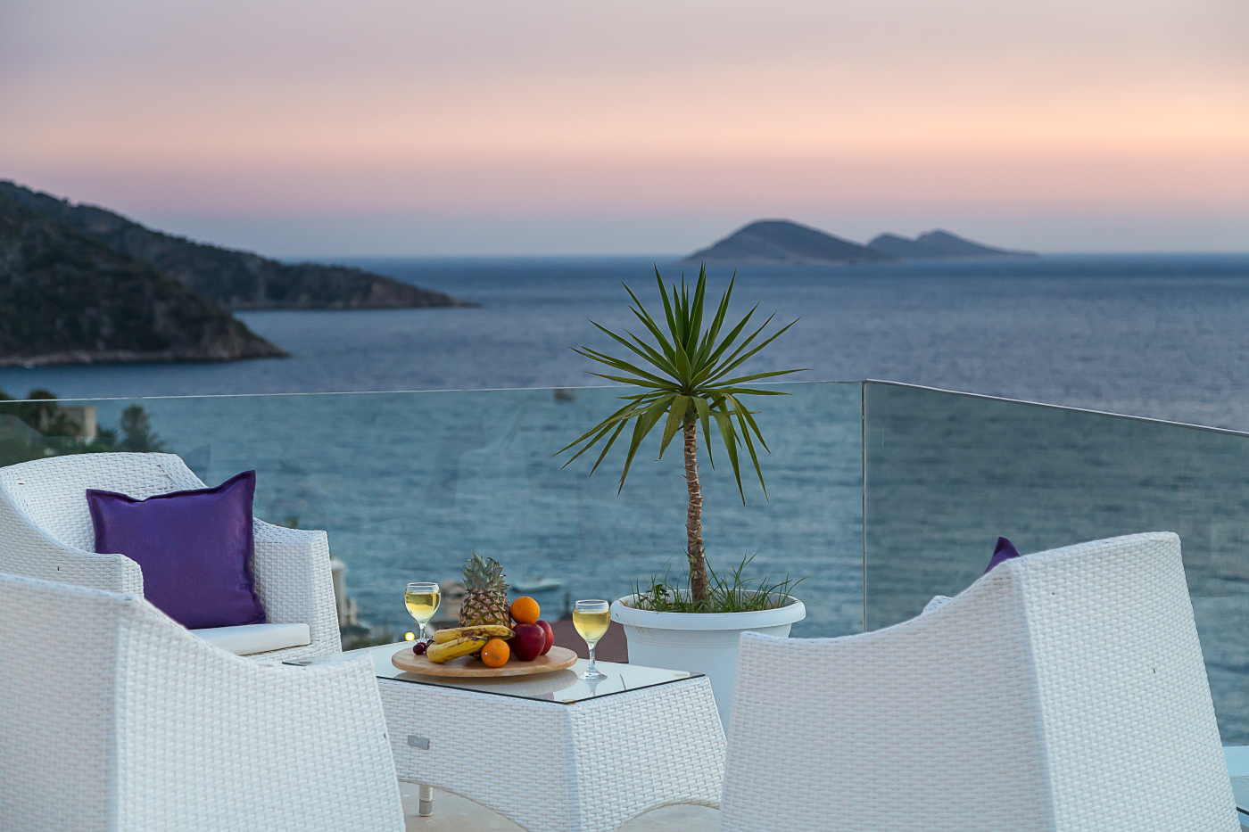 Balcony seating at Villa Afsana, villa holidays in Kalkan, Turkey