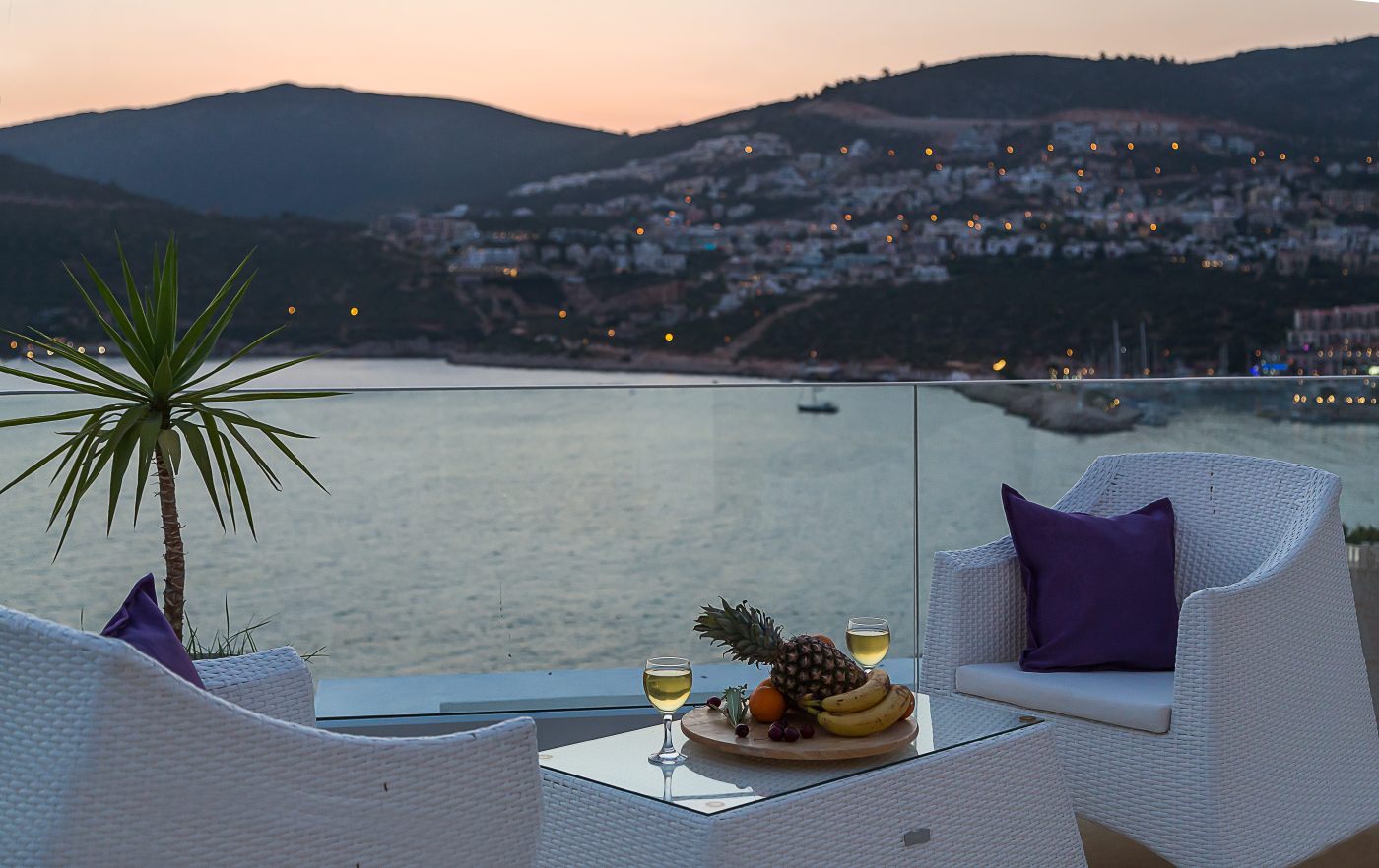 Balcony seating at Villa Afsana, villa holidays in Kalkan, Turkey