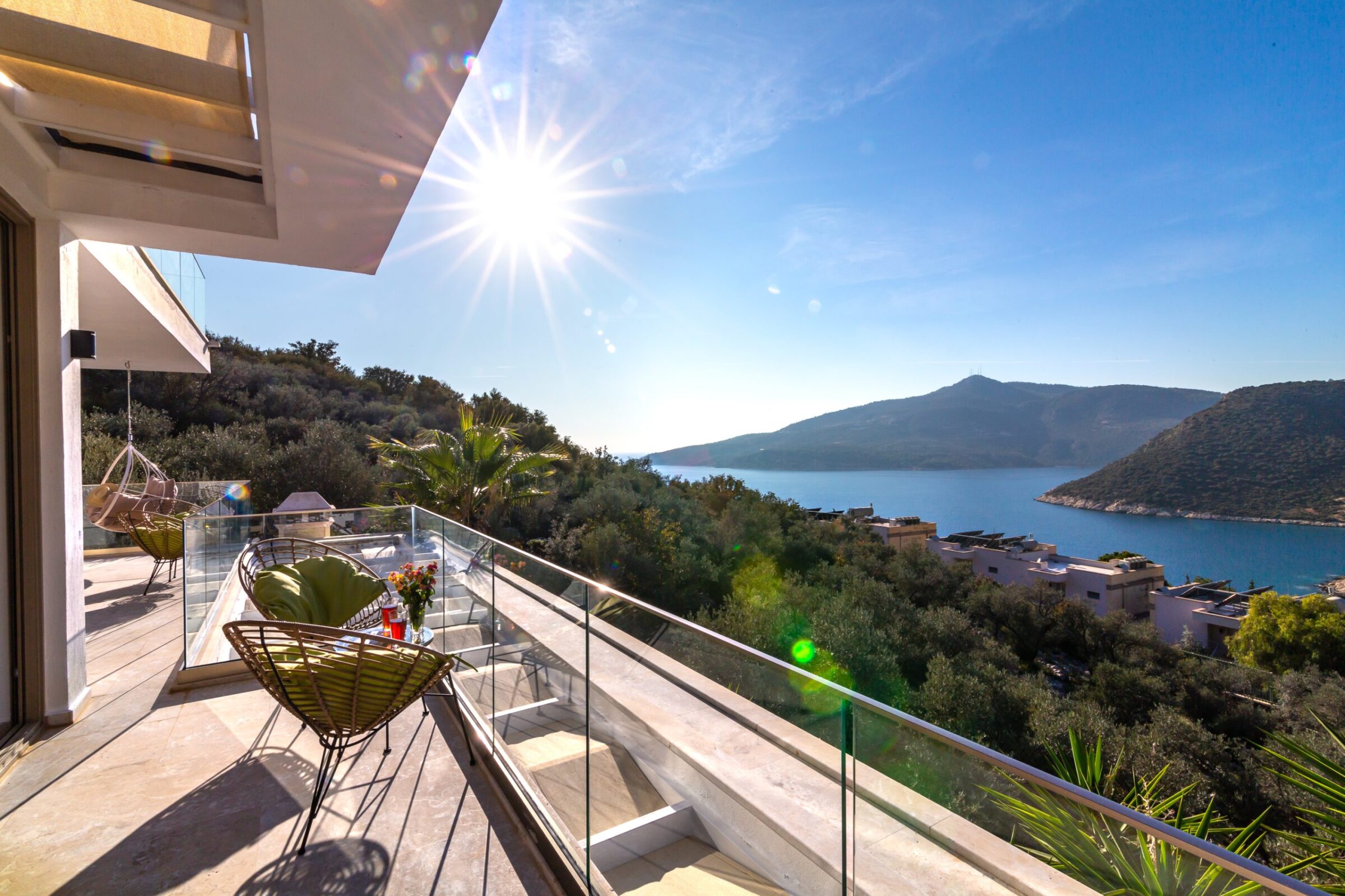 Balcony view from Villa Moonshine, villa holiday in Kalkan, Turkey