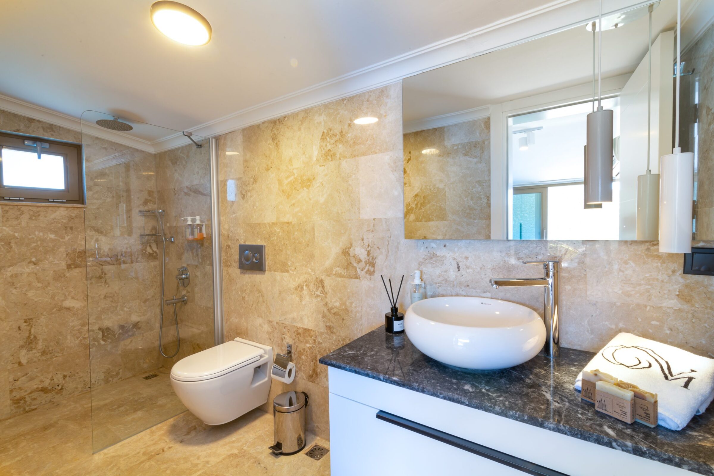 Spacious bathroom in Villa Moonshine, villa holiday in Kalkan, Turkey