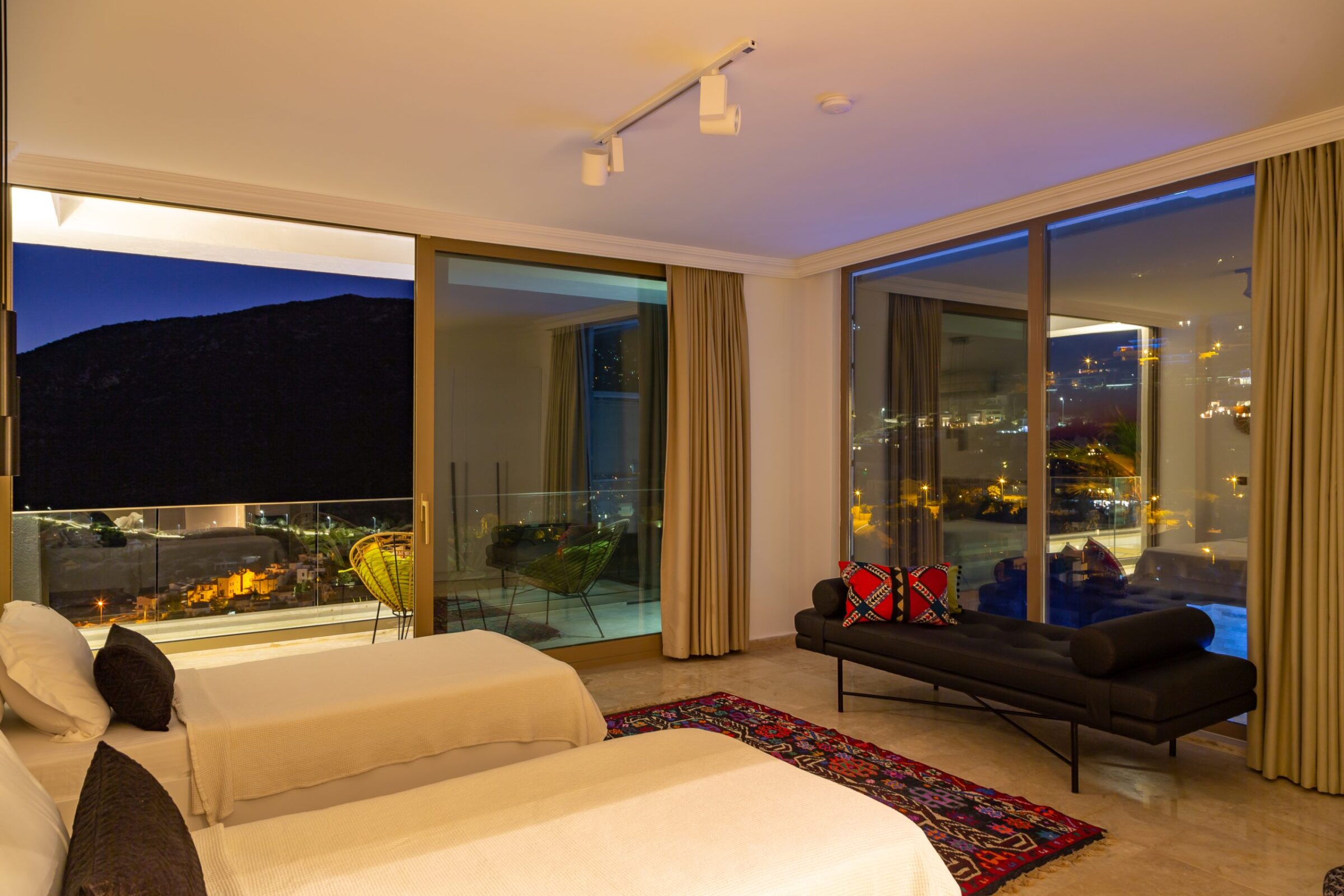 Luxurious twin room with a balcony at Villa Moonshine, villa holiday in Kalkan, Turkey