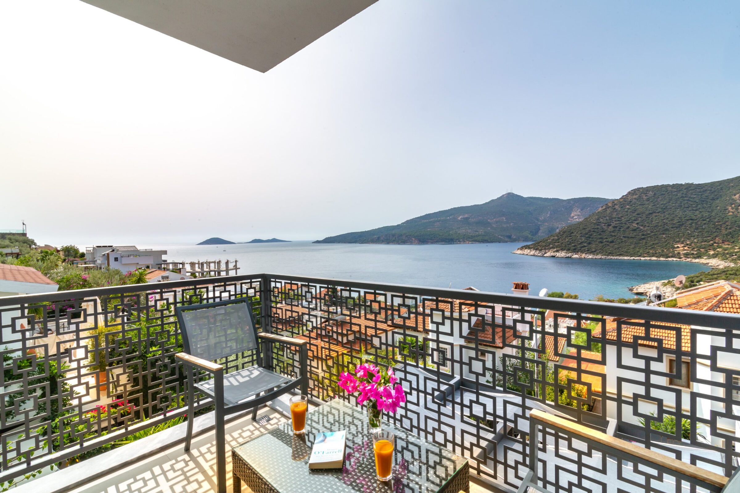 Balcony of luxurious Villa Nar Evi in Kalkan, Turkey