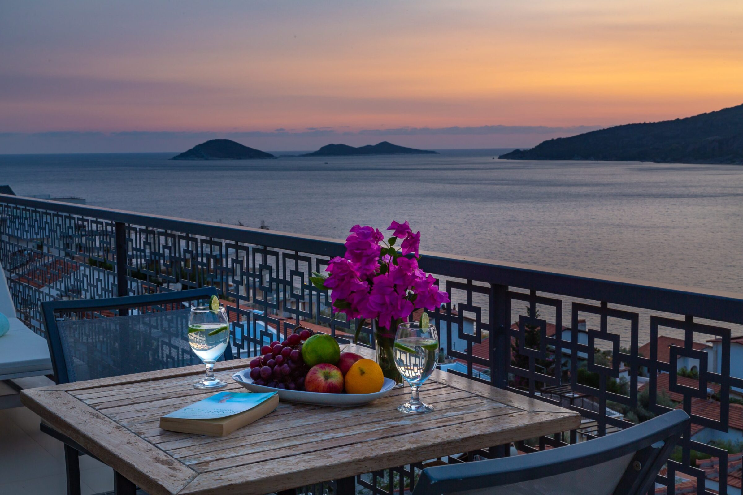 Balcony area of luxurious Villa Nar Evi in Kalkan, Turkey