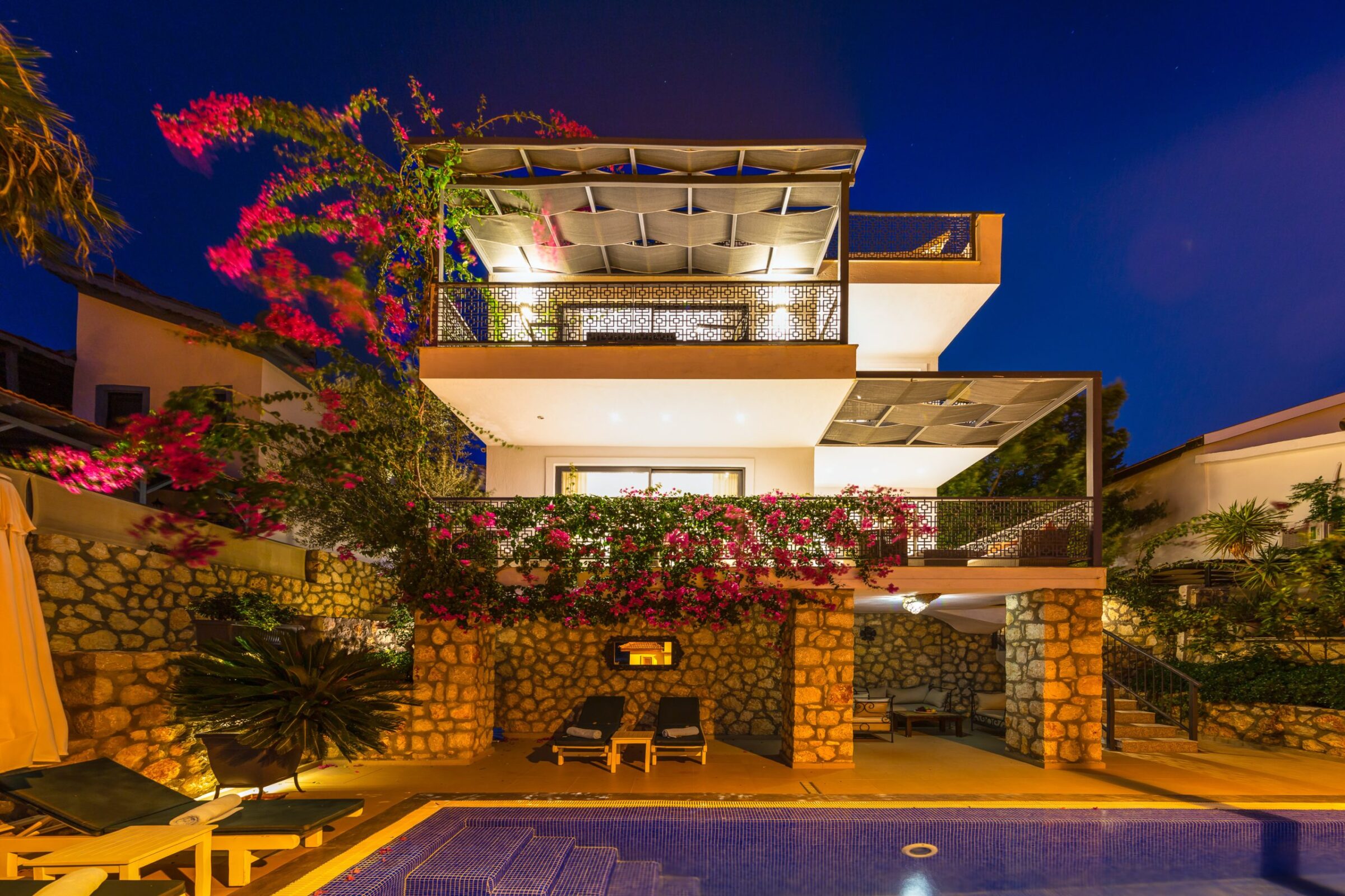 Outside of luxurious Villa Nar Evi in Kalkan, Turkey