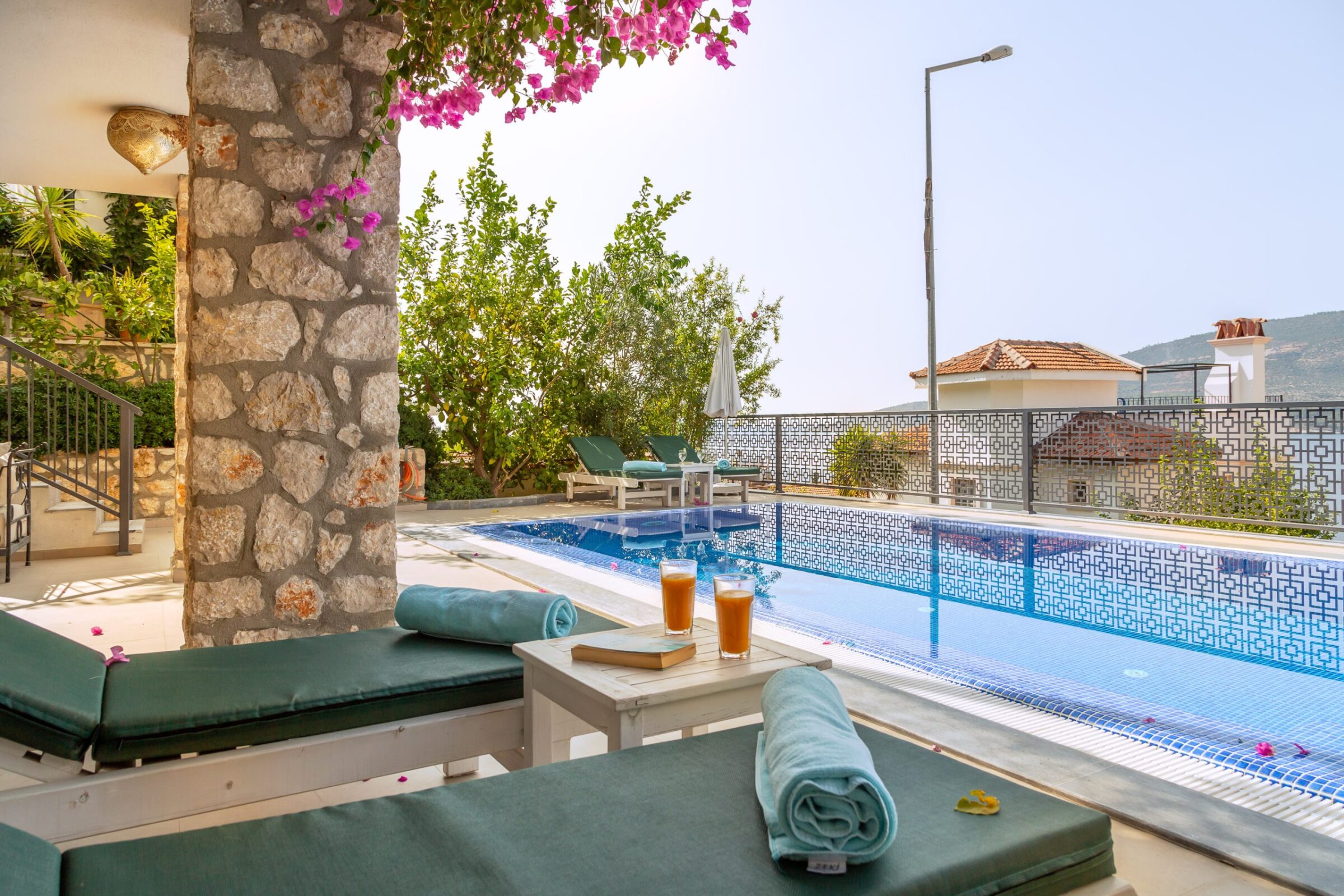 Pool area of luxurious Villa Nar Evi in Kalkan, Turkey