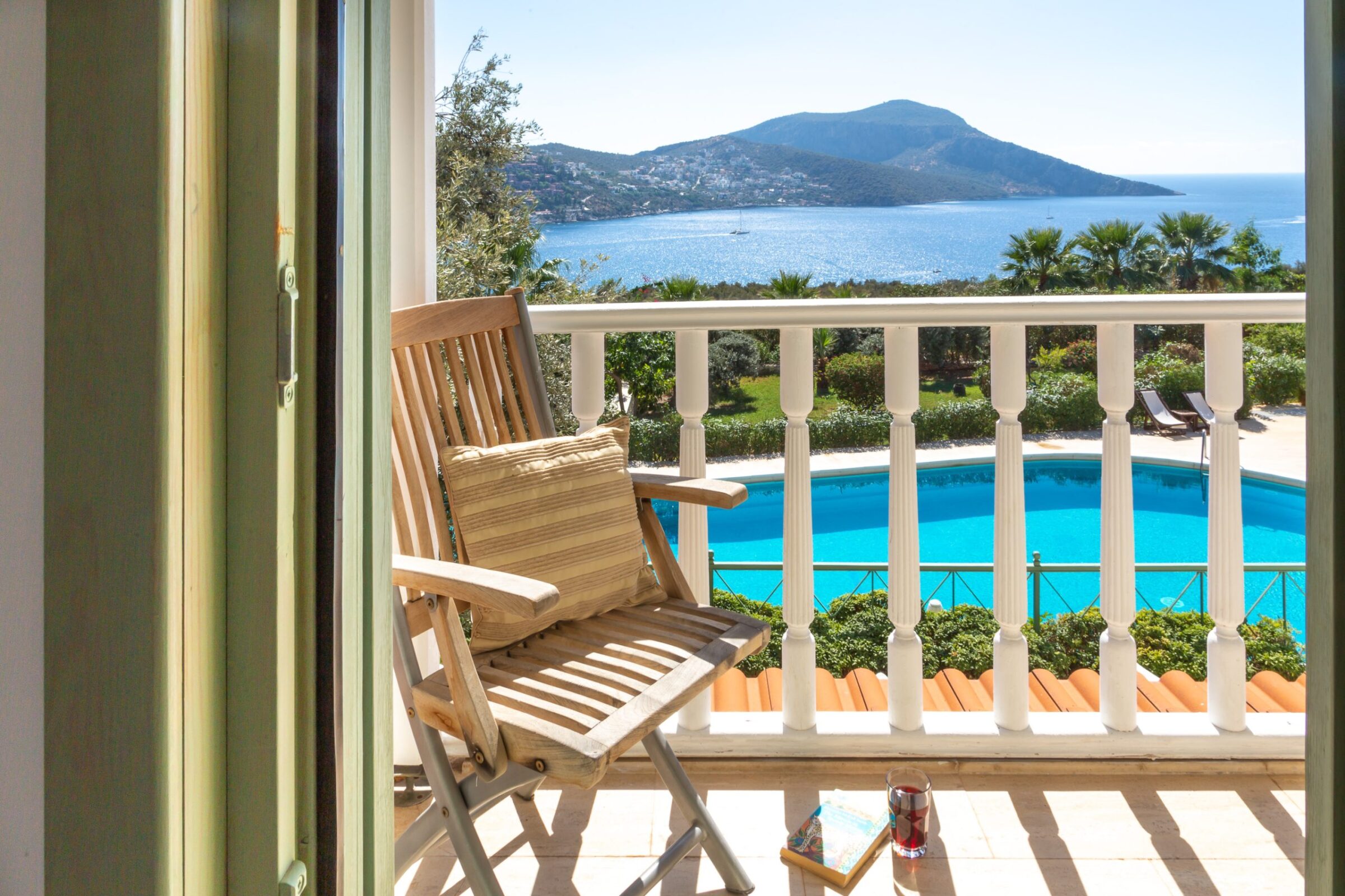 Luxury villa holiday in Turkey at villa Yesil Ev—balcony view