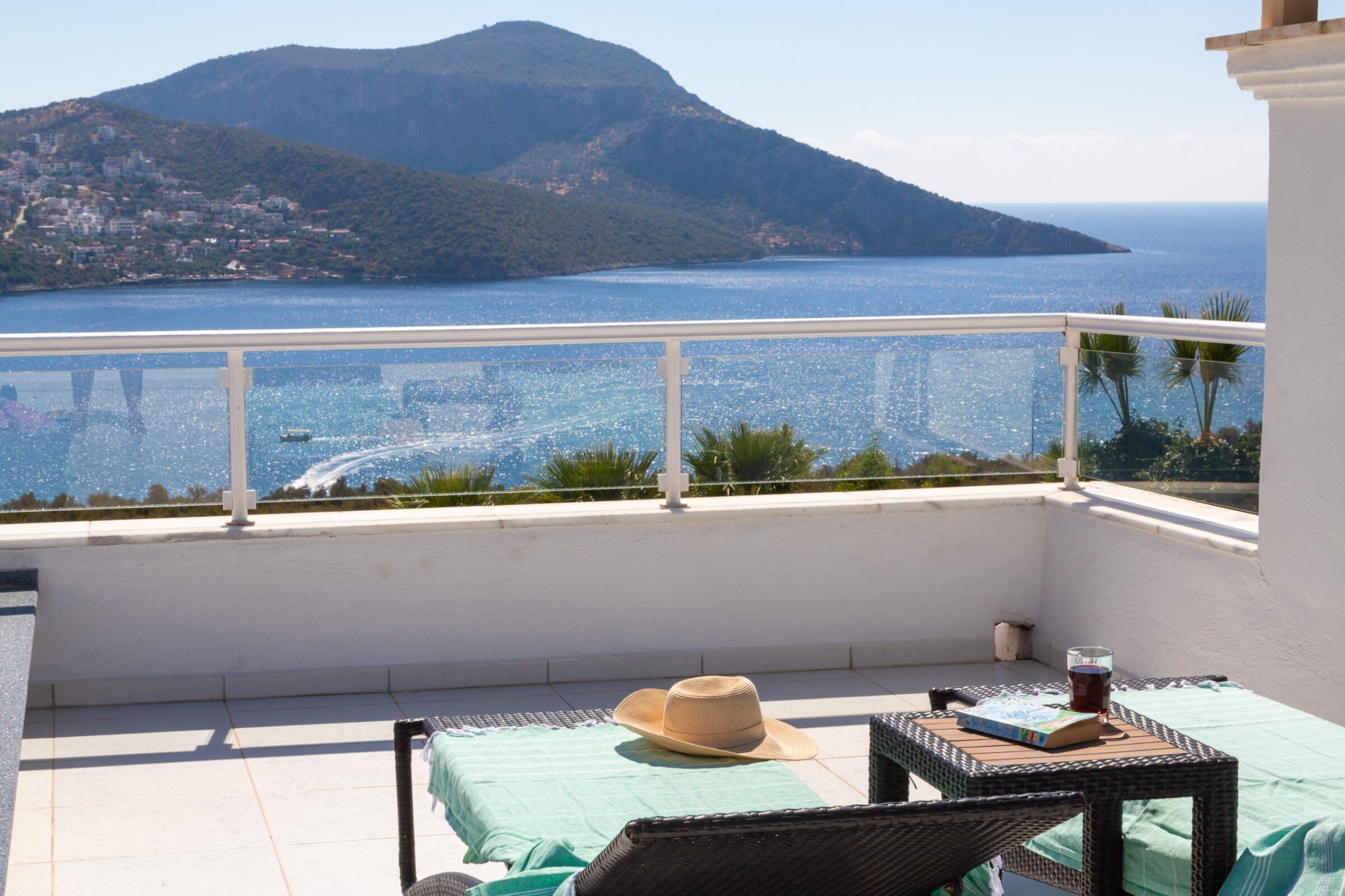 Luxury villa holiday in Turkey at villa Yesil Ev—balcony view