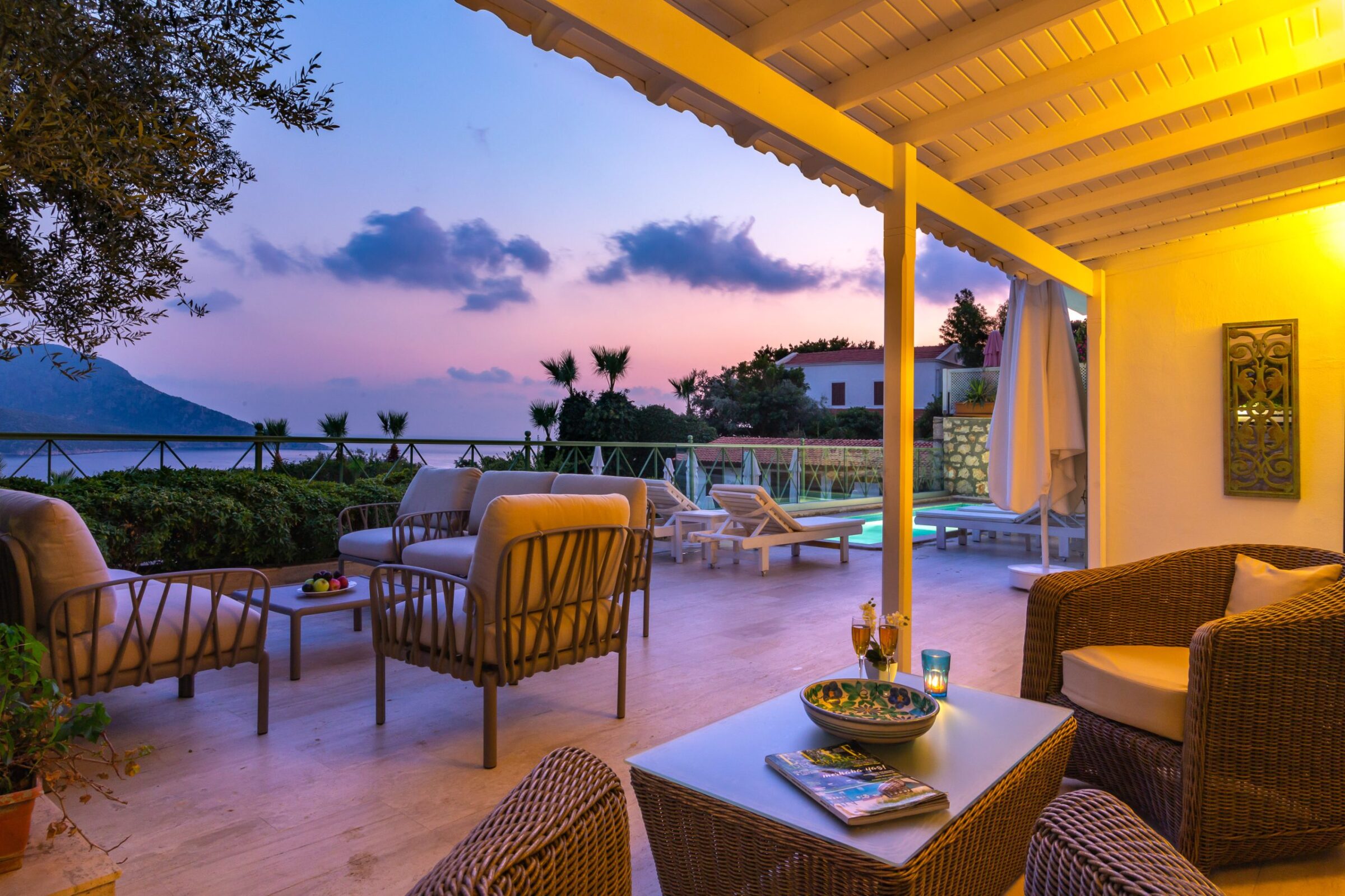 Luxury villa holiday in Turkey at villa Yesil Ev—outdoor seating area