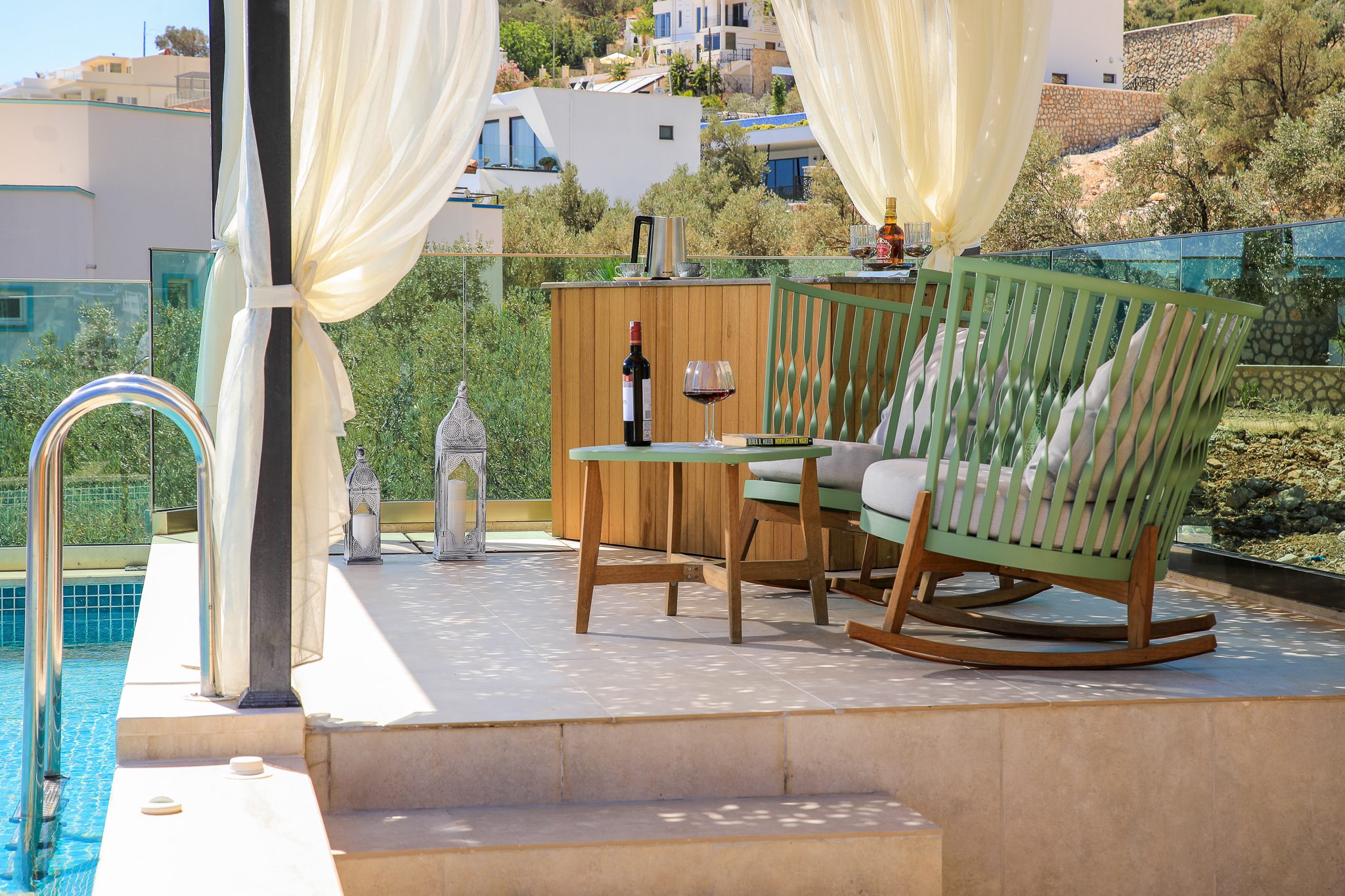 Outdoor seating at Villa Sandie, villas to rent in Kalkan, Turkey
