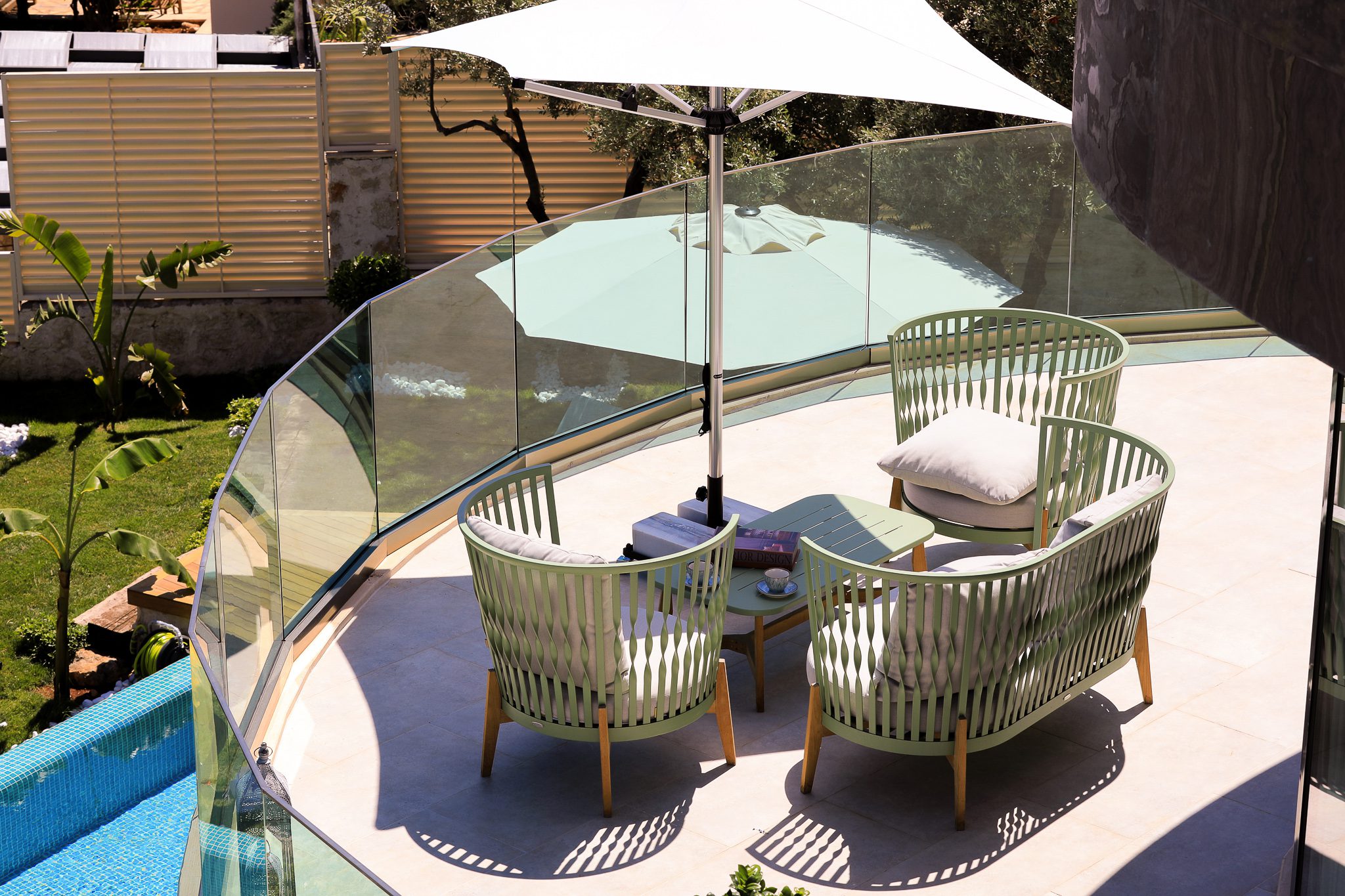 Balcony seating at Villa Sandie, villas to rent in Kalkan, Turkey