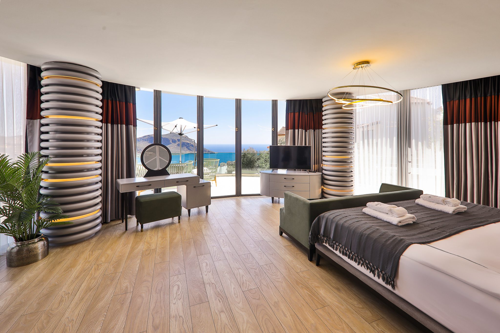 Double bedroom and balcony access in Villa Sandie, villas to rent in Kalkan, Turkey
