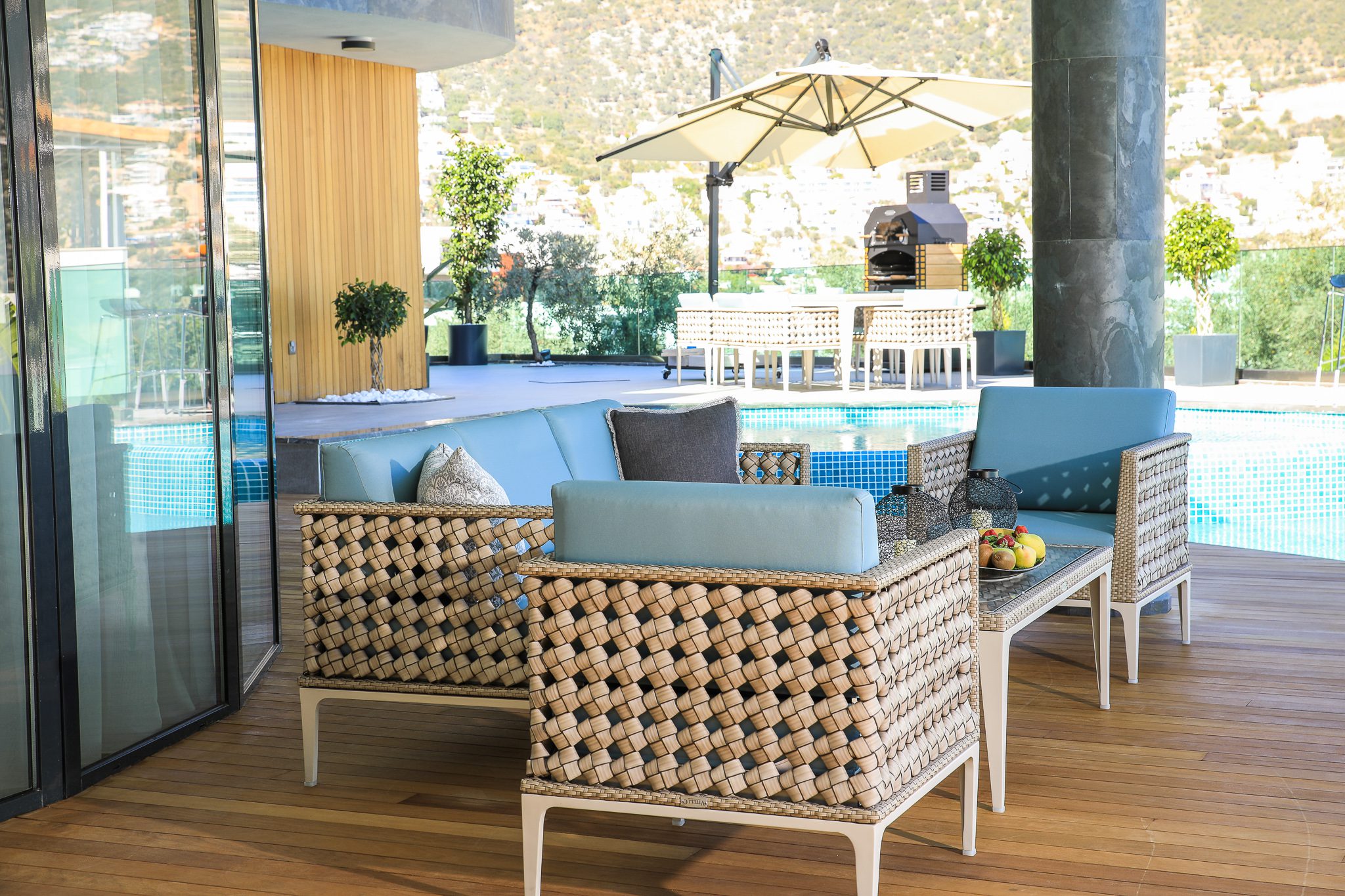 Outdoor seating at Villa Sandie, villas to rent in Kalkan, Turkey