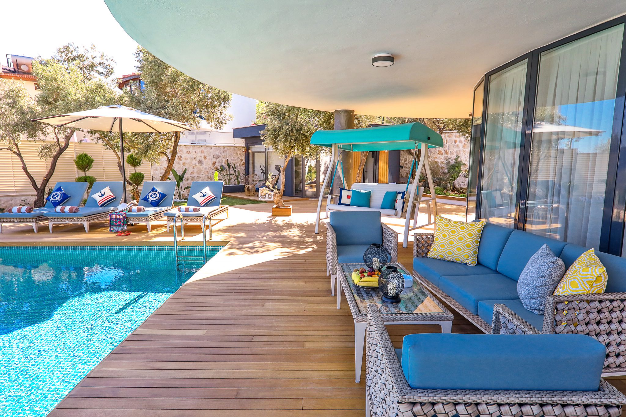 Outdoor seating area in Villa Sandie, villas to rent in Kalkan, Turkey