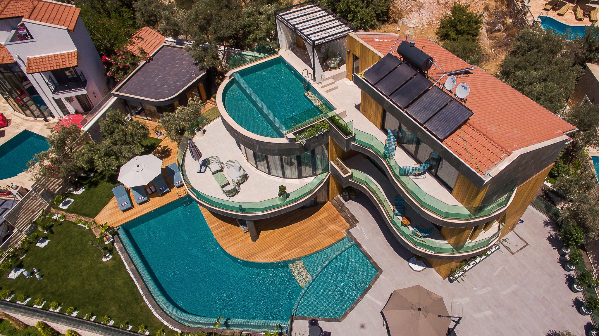 Birdseye view of Villa Sandie, villas to rent in Kalkan, Turkey
