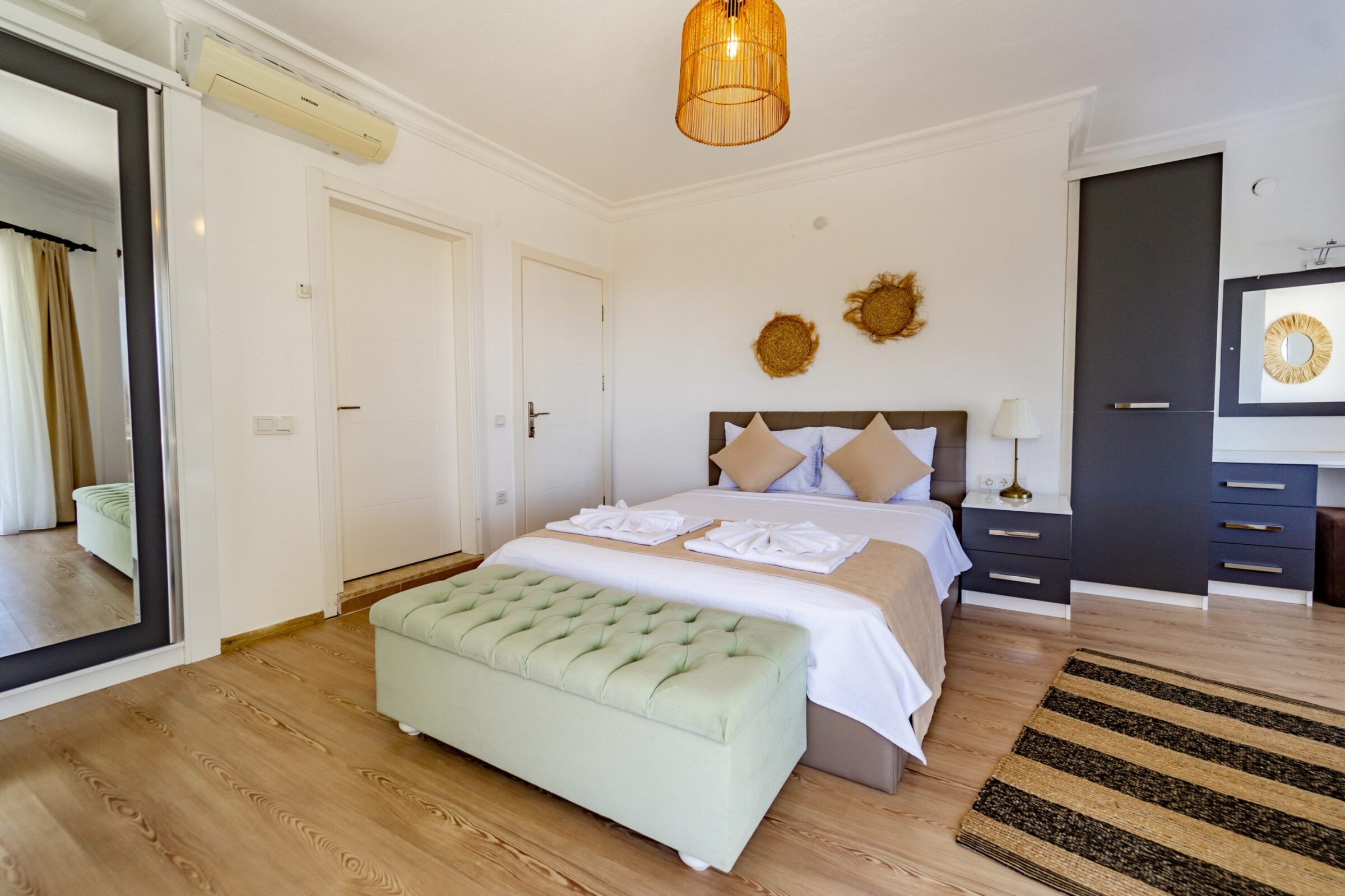 Double bedroom and bathroom in Villa Coast, villa to rent in Kalkan, Turkey