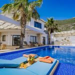 Outdoor pool and sun loungers in Villa Coast, villa to rent in Kalkan, Turkey