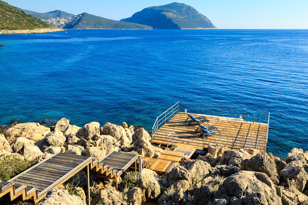 Private beach at Korsan Kuzey Guney, villa to rent in Turkey