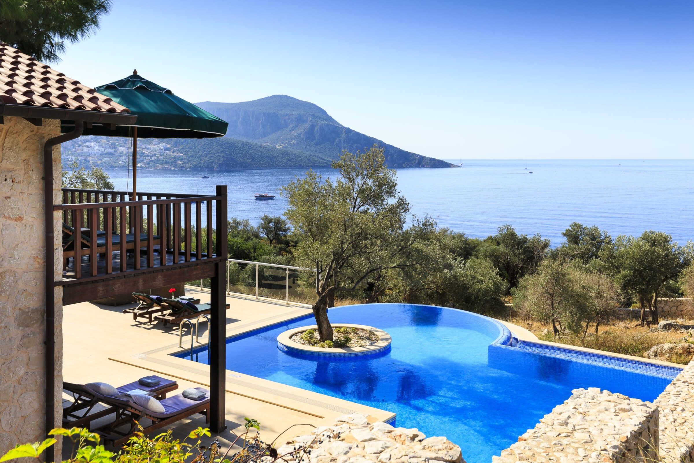 Pool area of Villa Tas Bahce Luxury villa in Kalkan, Turkey