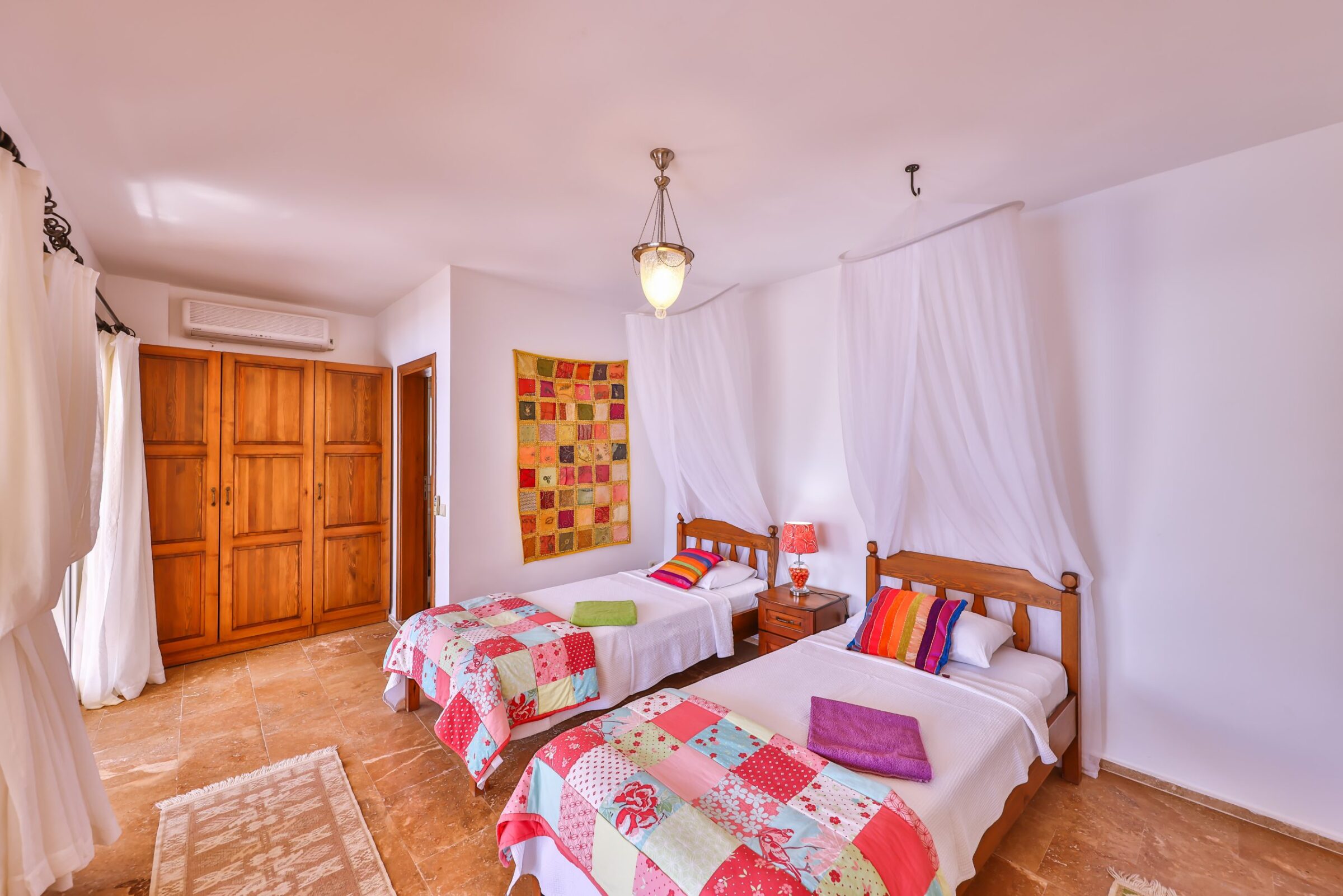 Twin bedroom in Villa Tranquility, villa to rent in Kalkan, Turkey