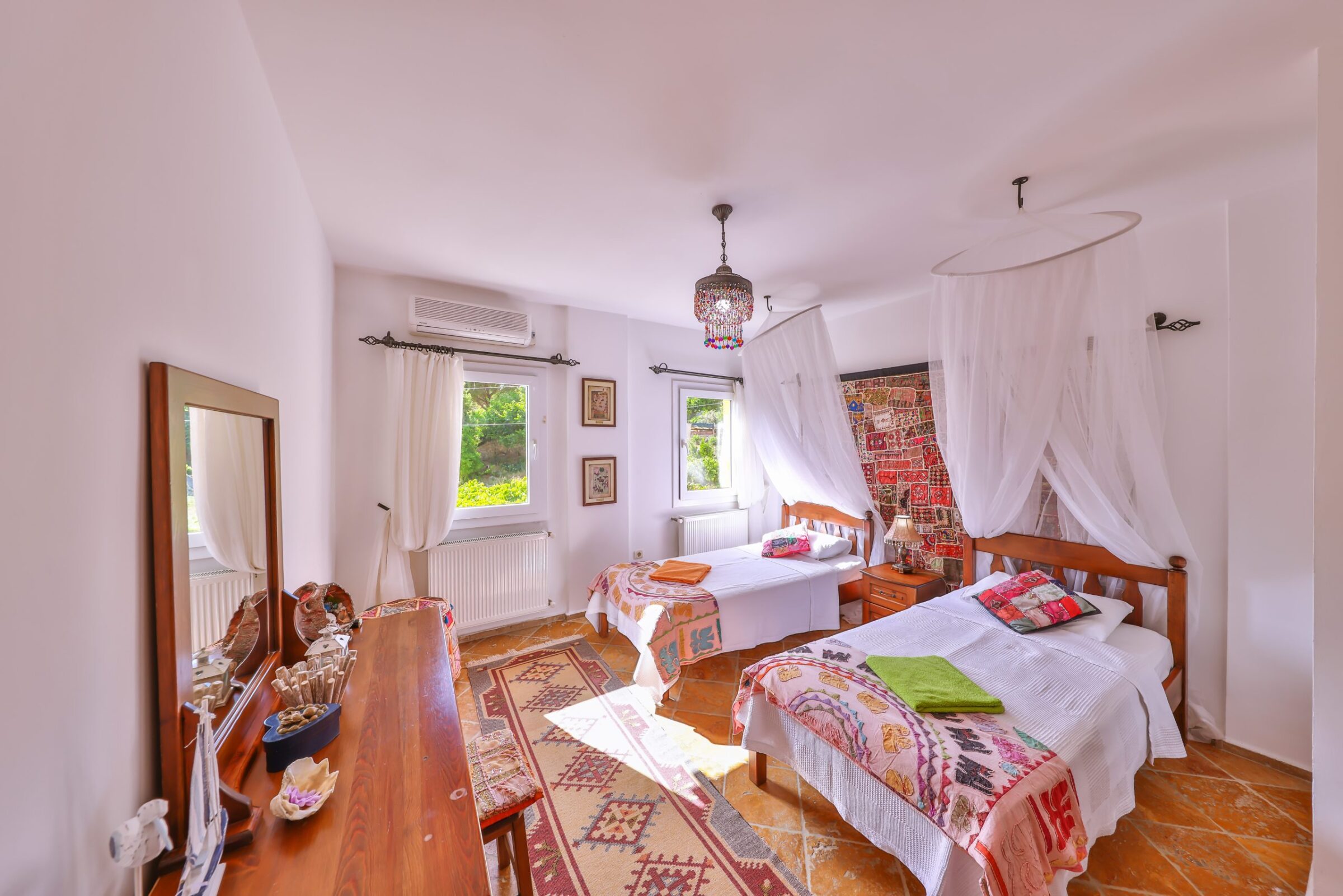 Twin bedroom in Villa Tranquility, villa to rent in Kalkan, Turkey