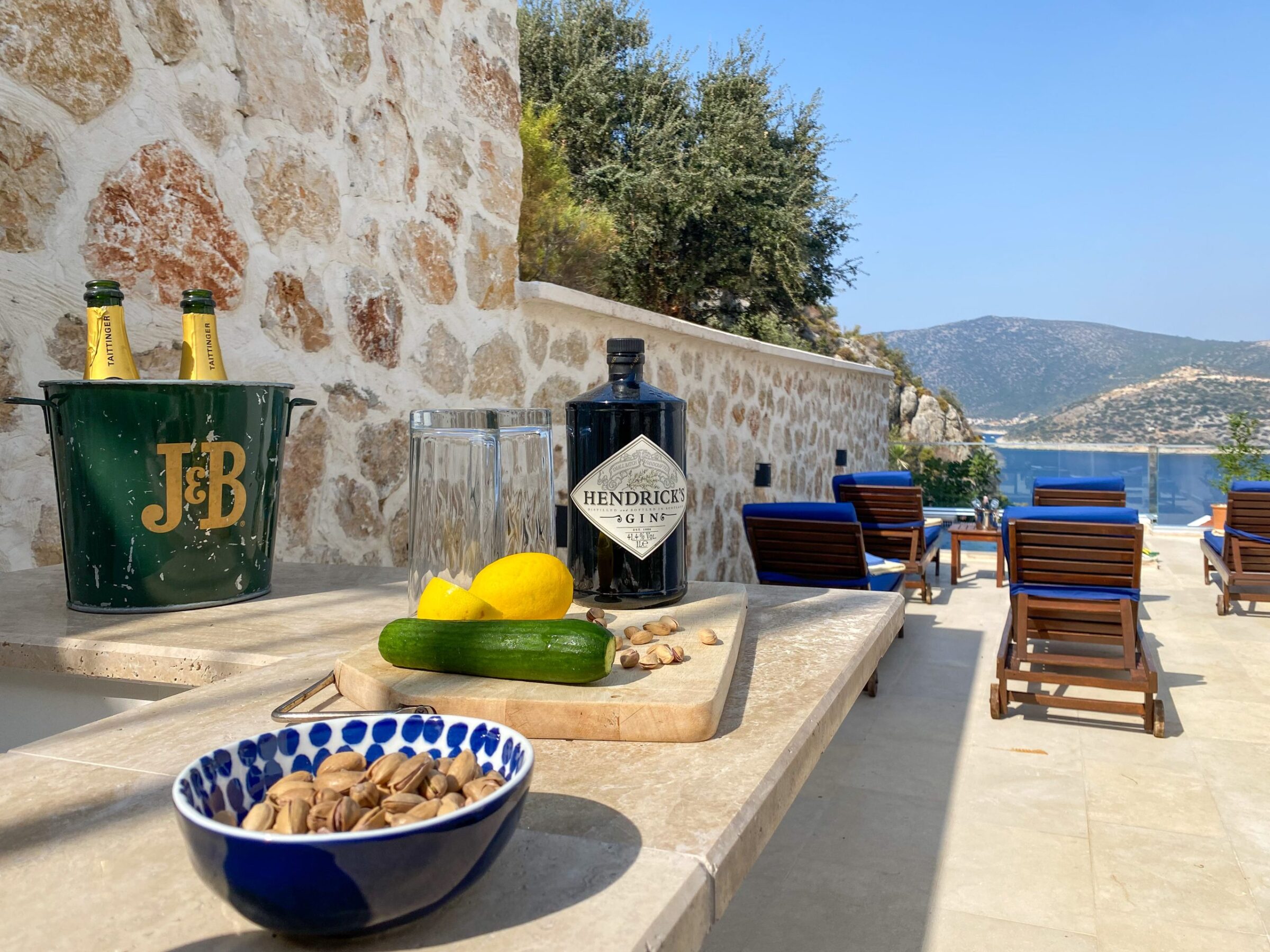 Sun loungers at Villa Yar, villas to rent in Kalkan, Turkey